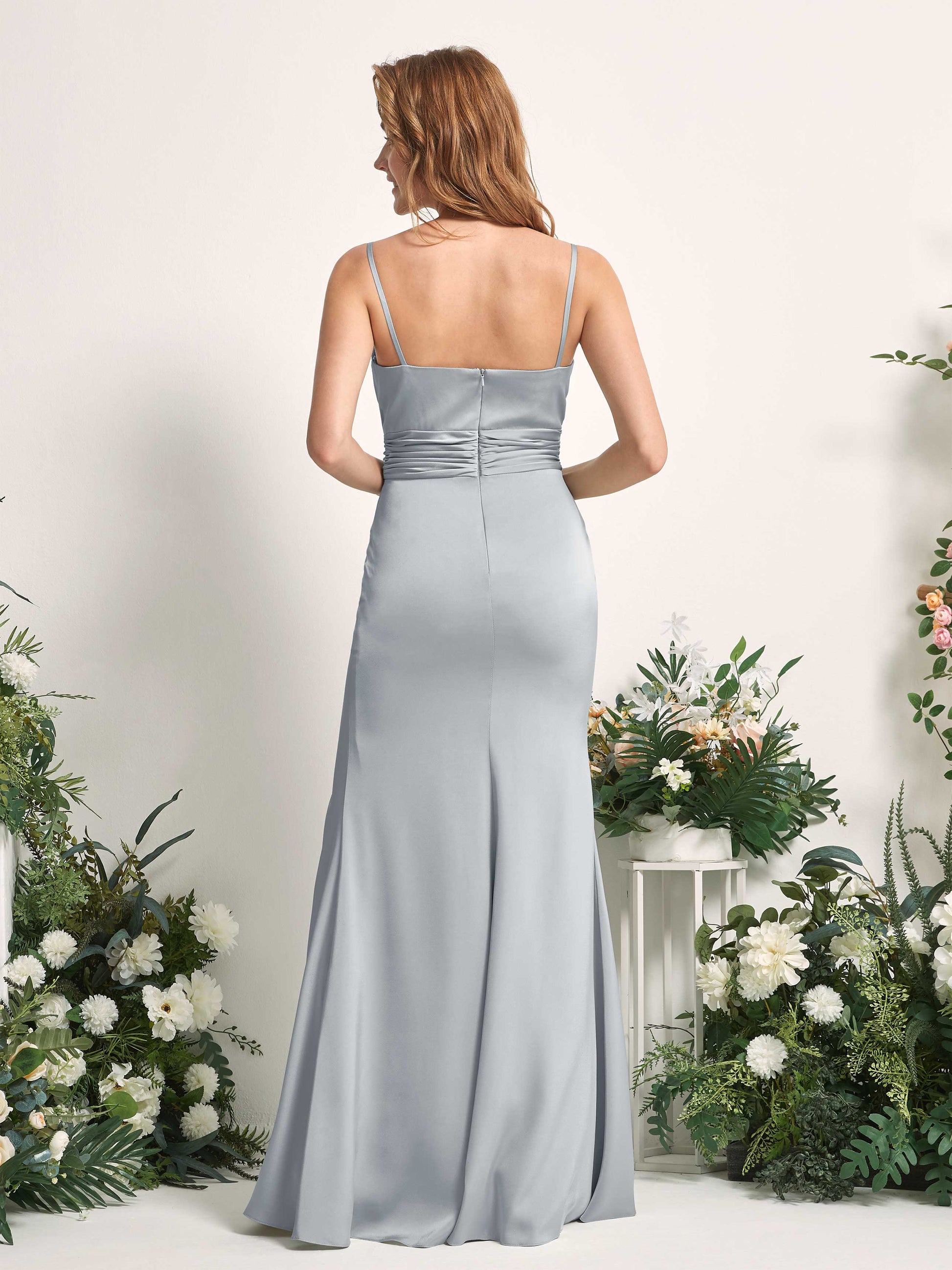 Faye Baby Blue Satin Sleeveless Maxi Dress