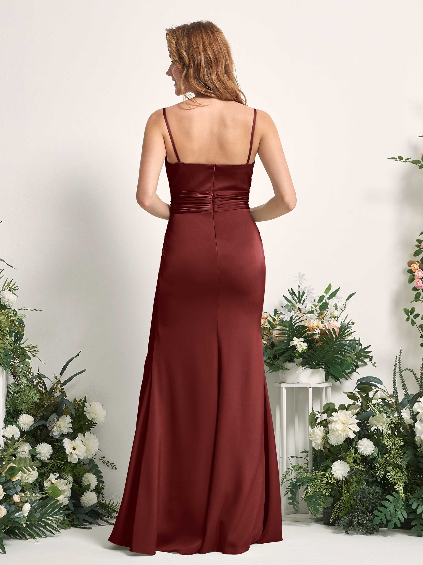 Faye Burgundy Satin Sleeveless Maxi Dress