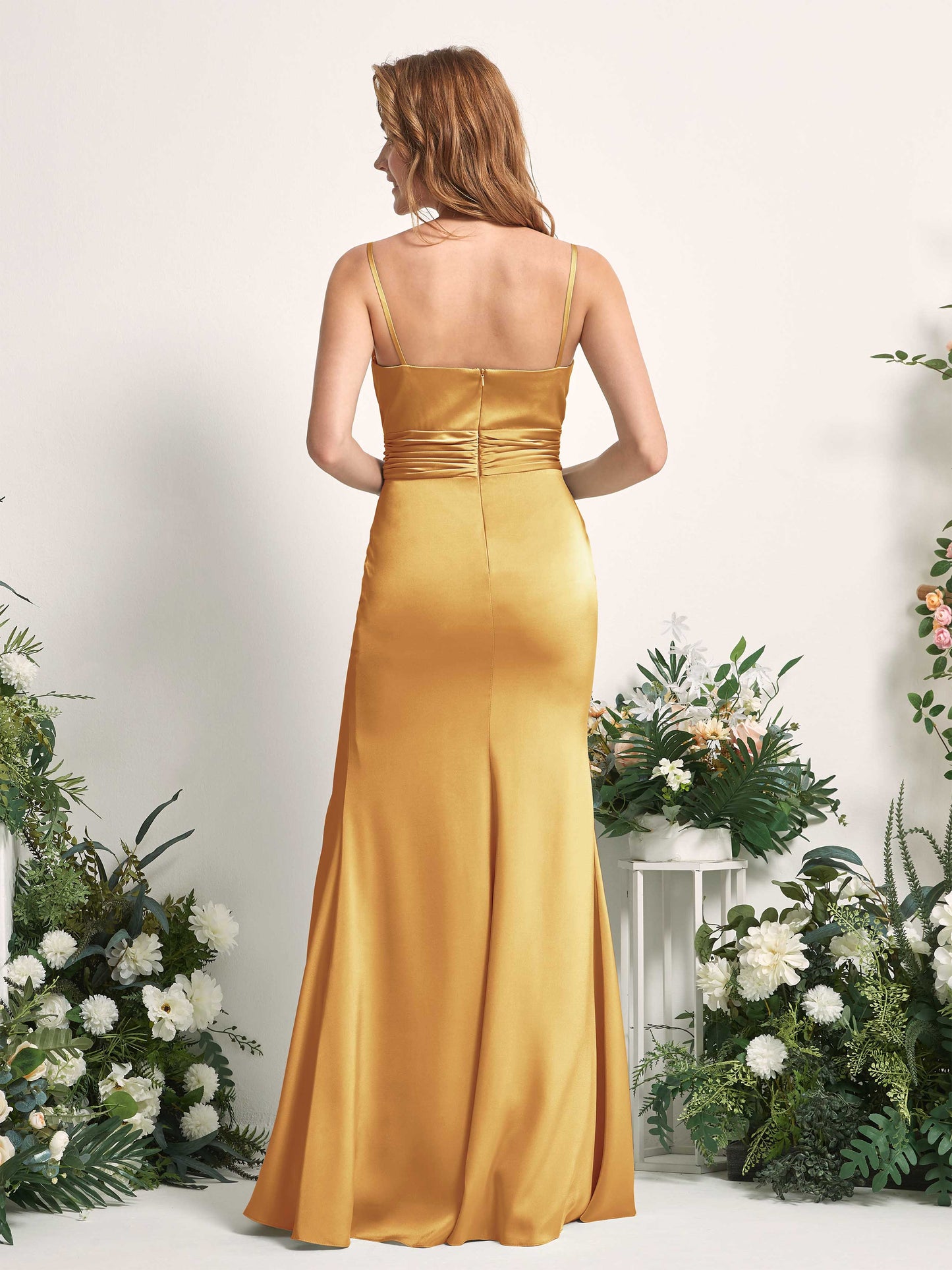 Faye Canary Satin Sleeveless Maxi Dress