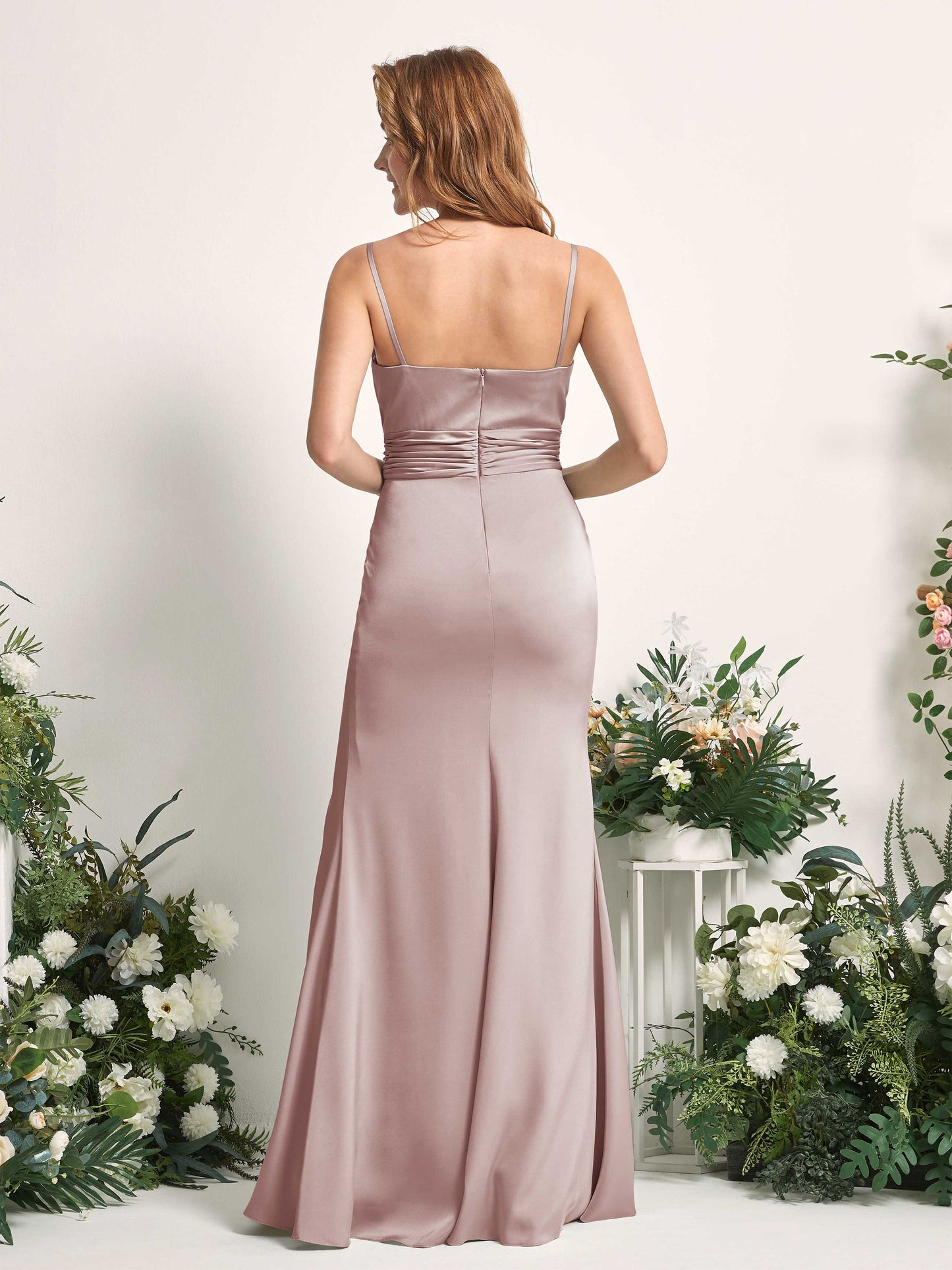 Faye Dusty Rose Satin Sleeveless Maxi Dress