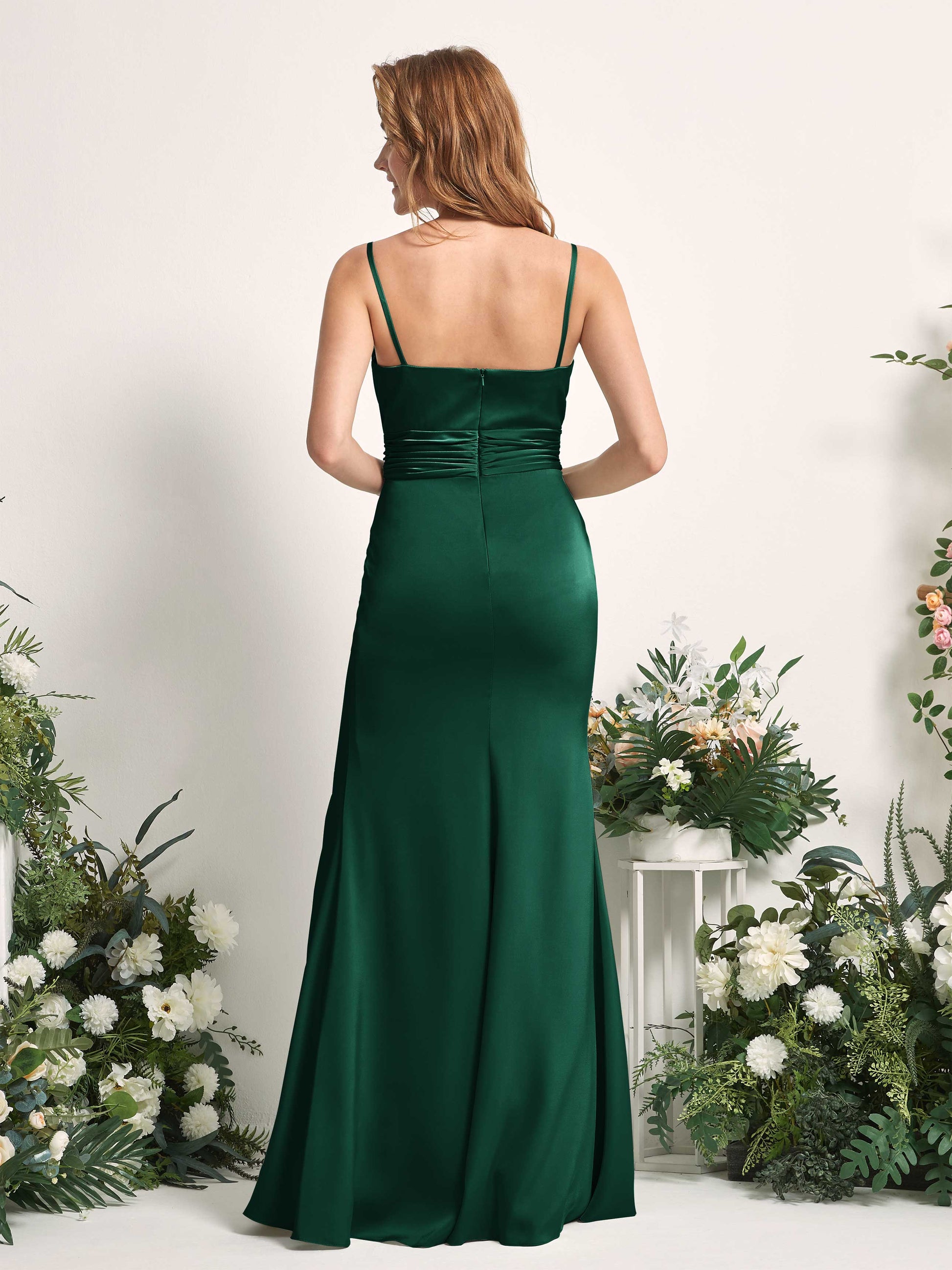 Faye Hunter Green Satin Sleeveless Maxi Dress