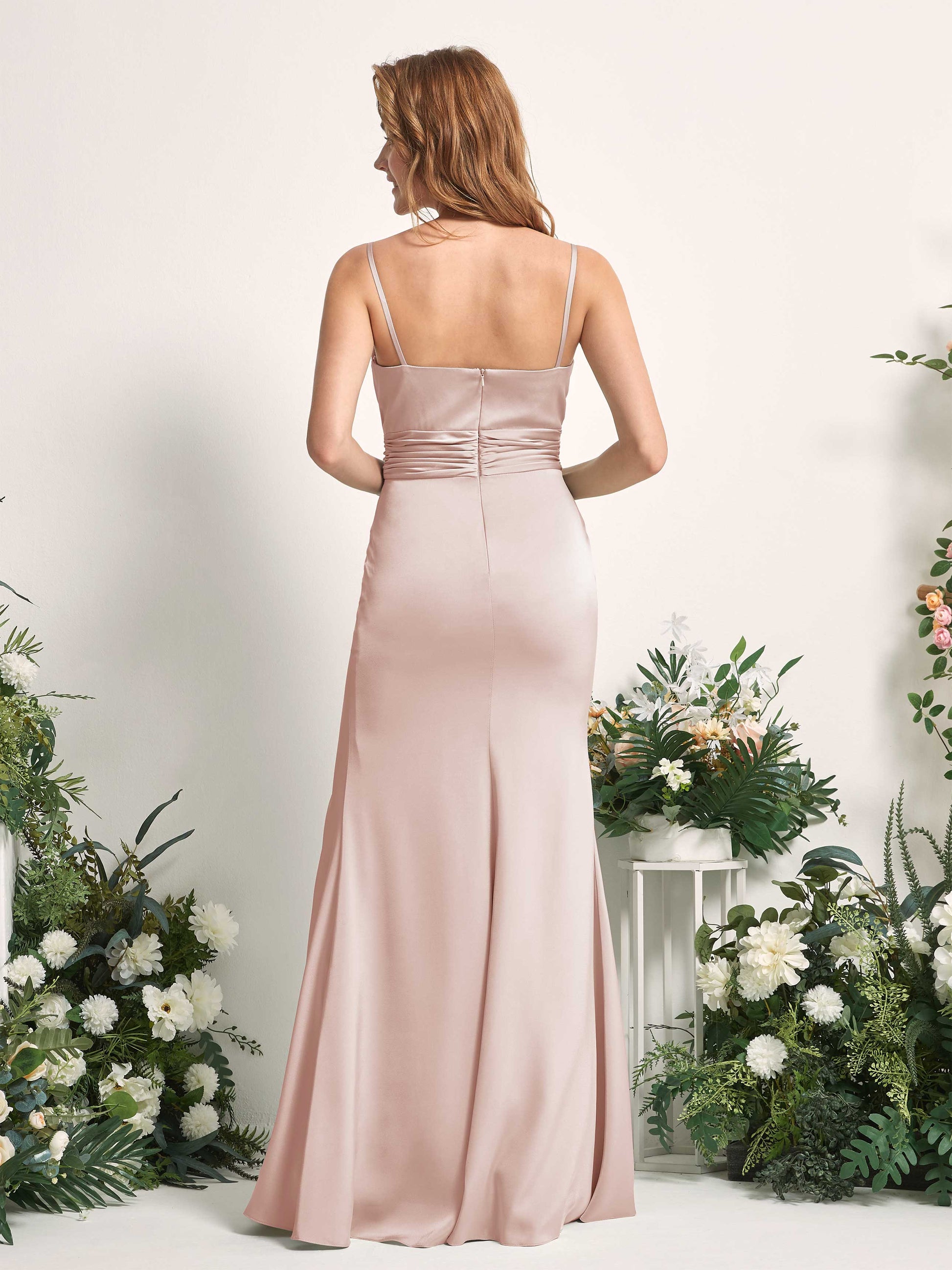 Faye Pearl Pink Satin Sleeveless Maxi Dress