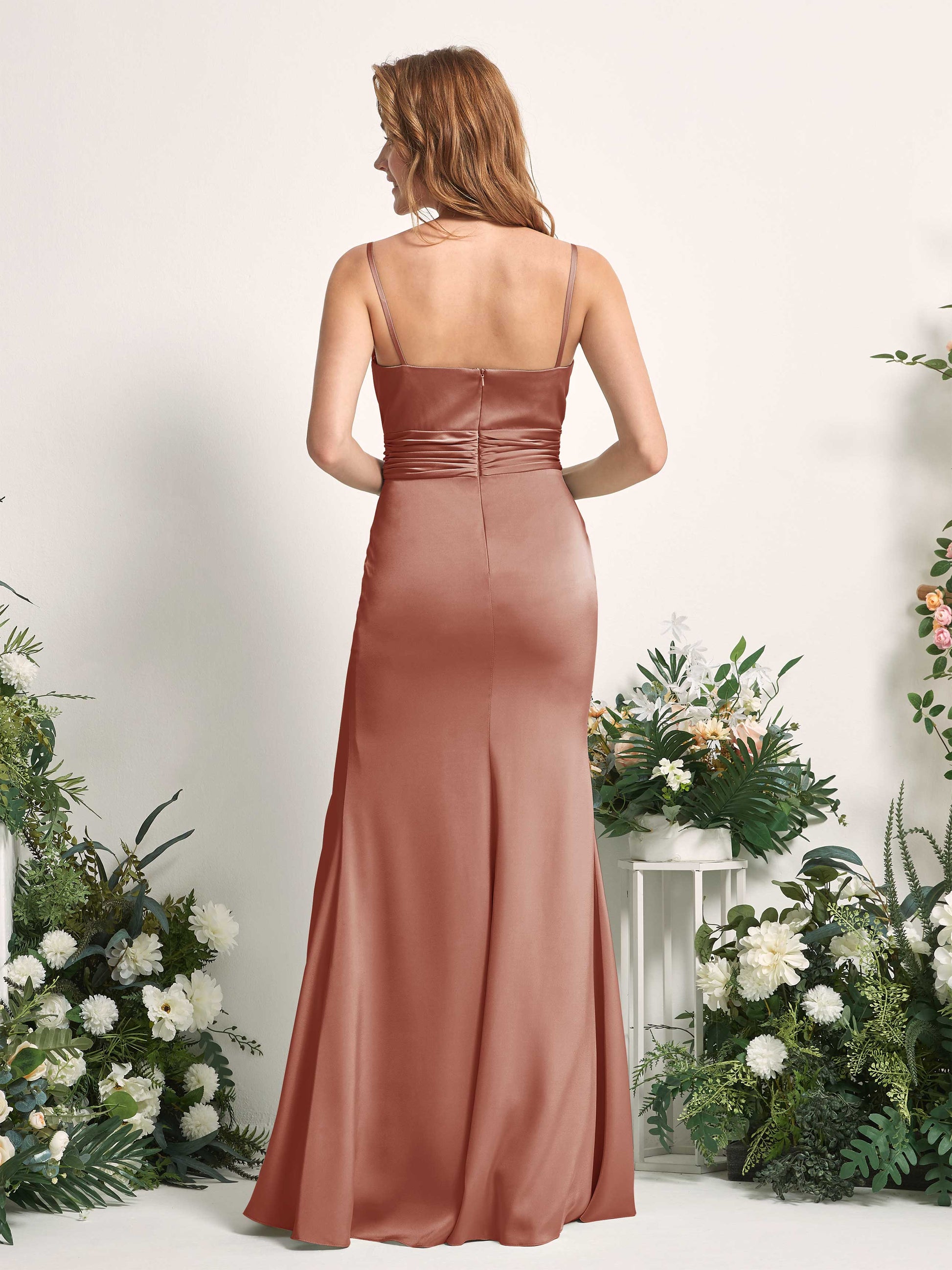 Faye Raw Sienna Satin Sleeveless Maxi Dress