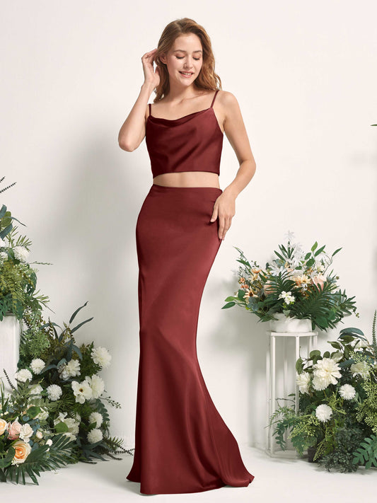 Felicity Burgundy Satin Sleeveless Maxi Dress