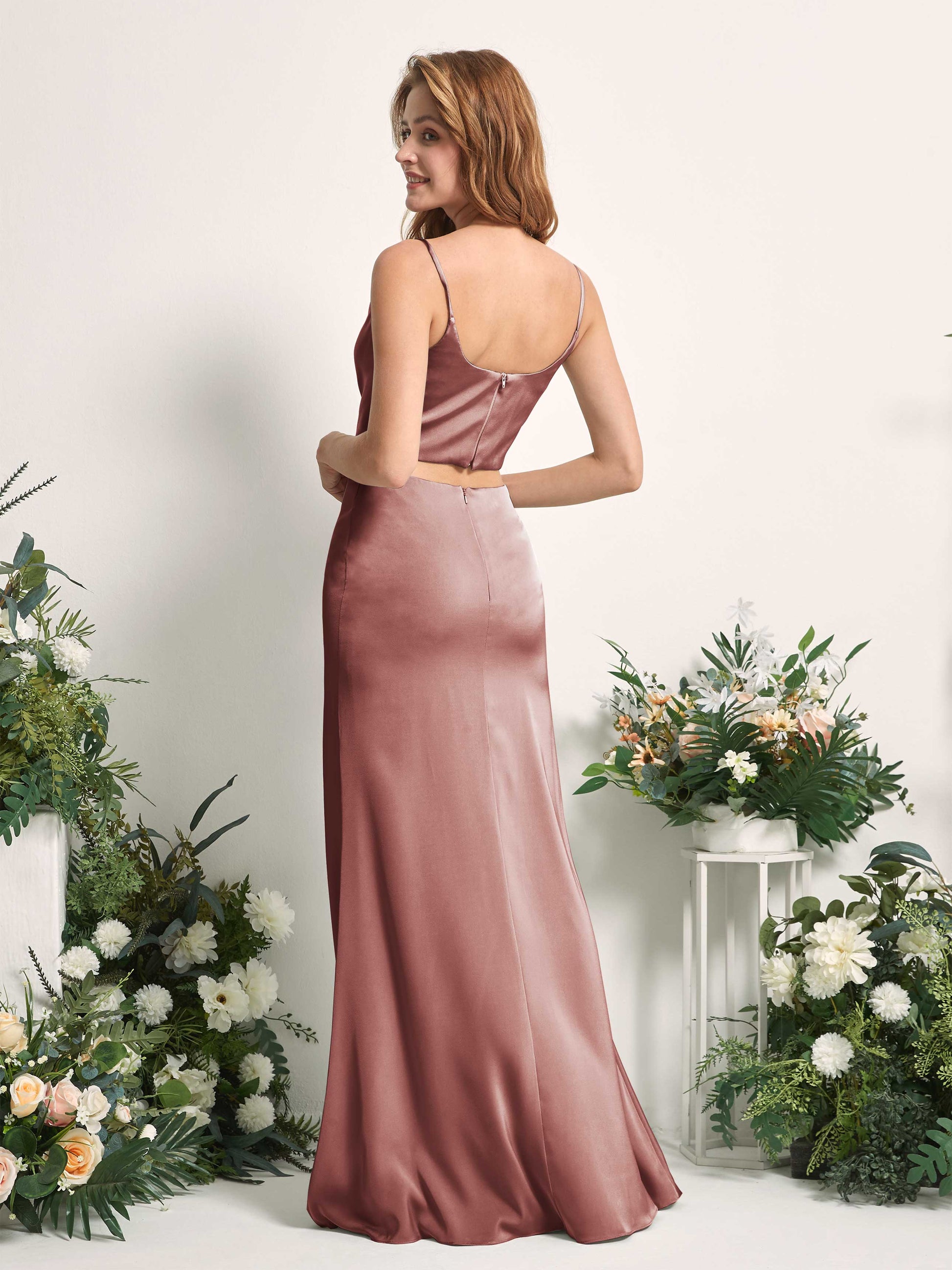 Felicity Desert Rose Satin Sleeveless Maxi Dress