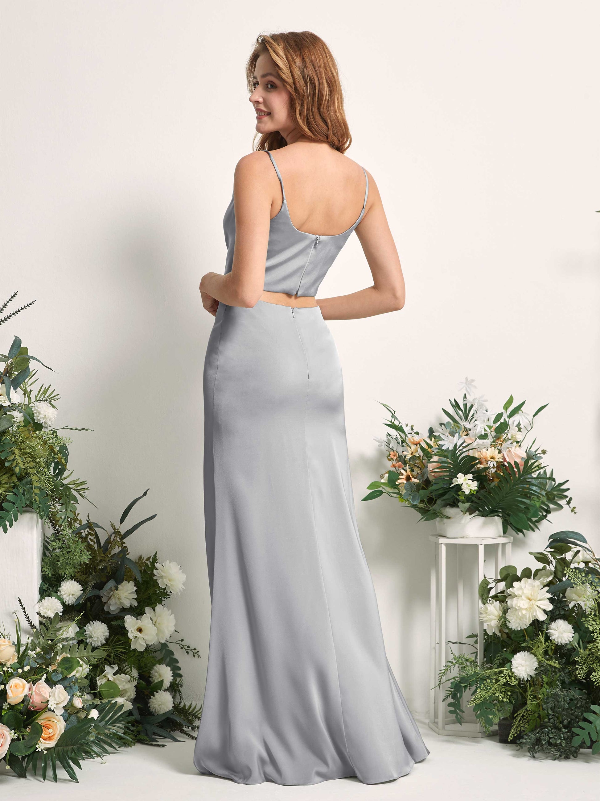 Felicity Dove Satin Sleeveless Maxi Dress