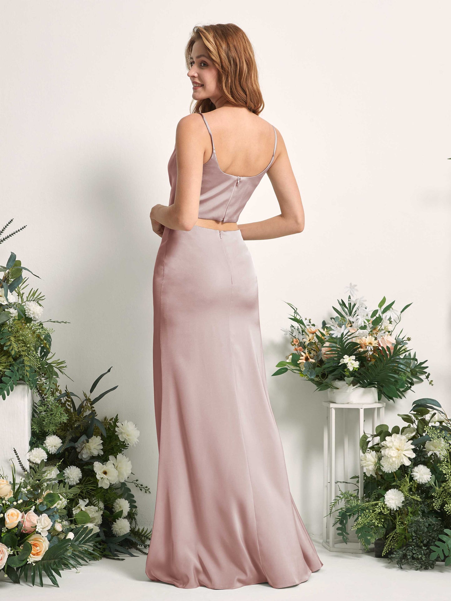 Felicity Dusty Rose Satin Sleeveless Maxi Dress