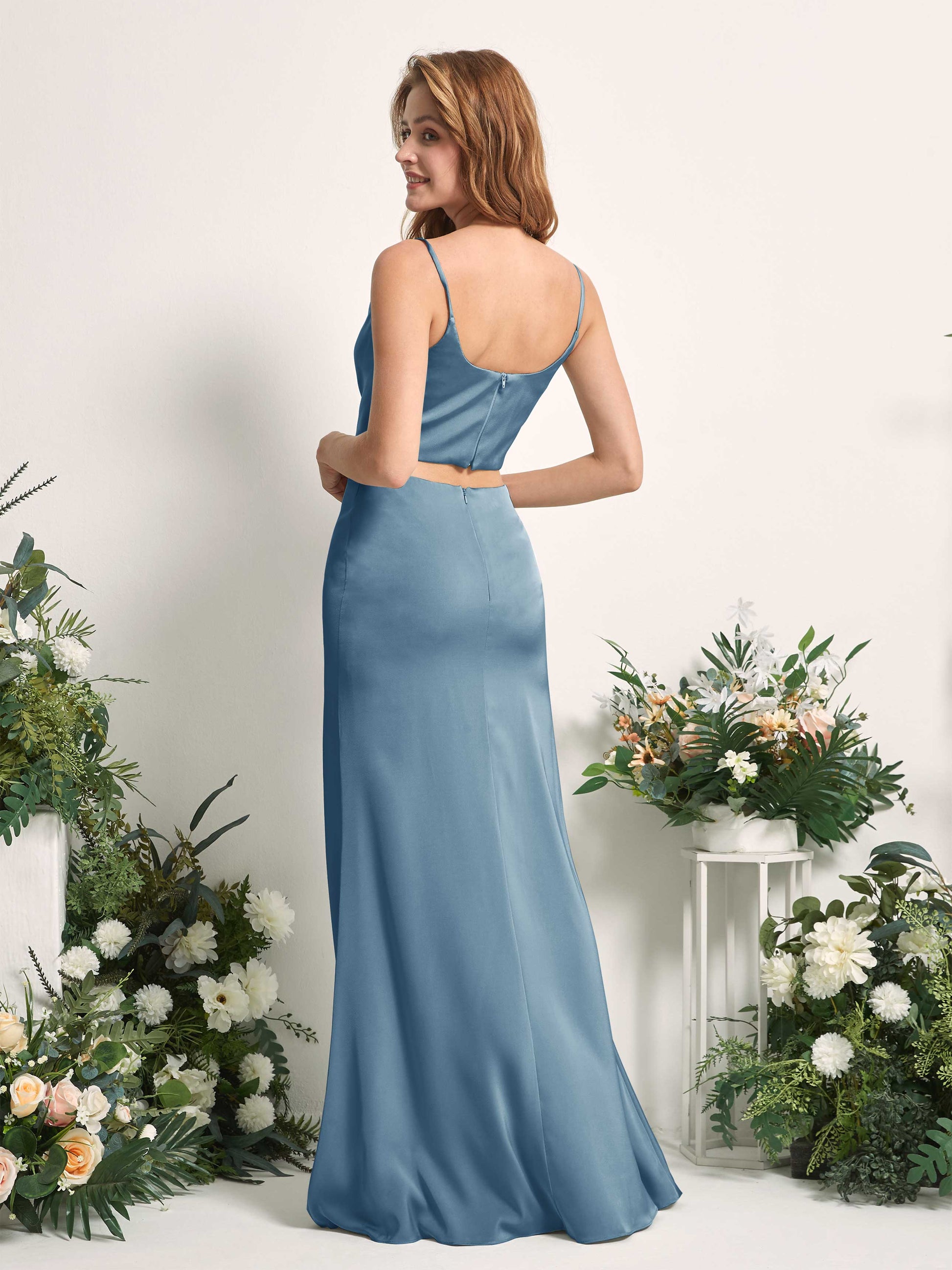 Felicity Ink blue Satin Sleeveless Maxi Dress