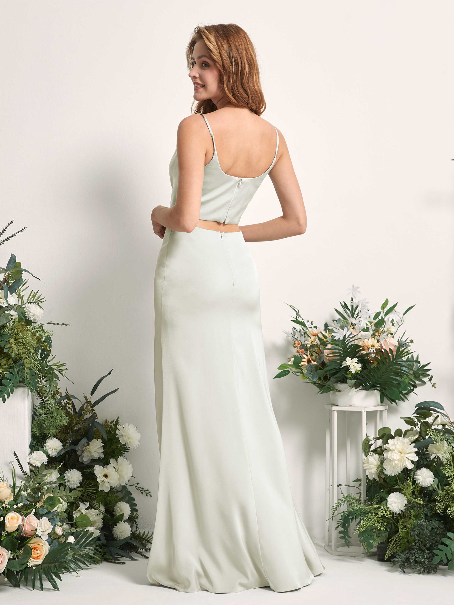 Felicity Ivory Satin Sleeveless Maxi Dress