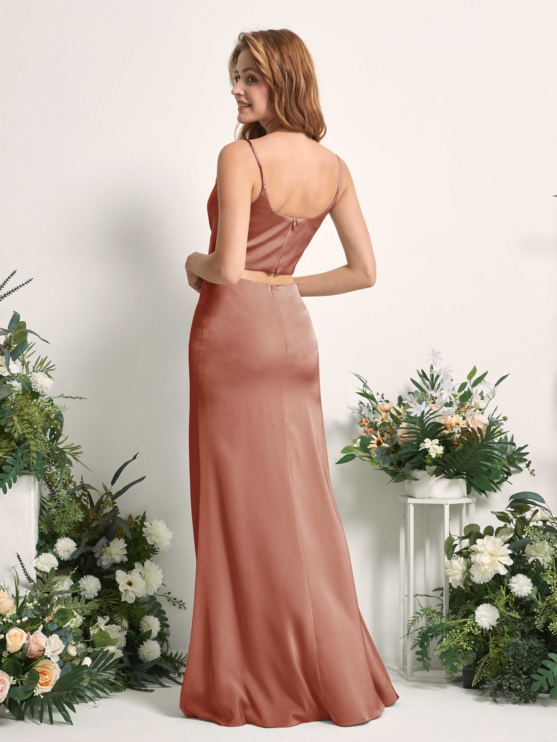 Felicity Raw Sienna Satin Sleeveless Maxi Dress