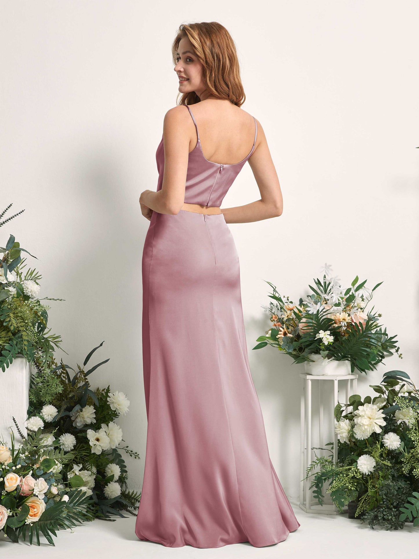 Felicity Rose Quartz Satin Sleeveless Maxi Dress