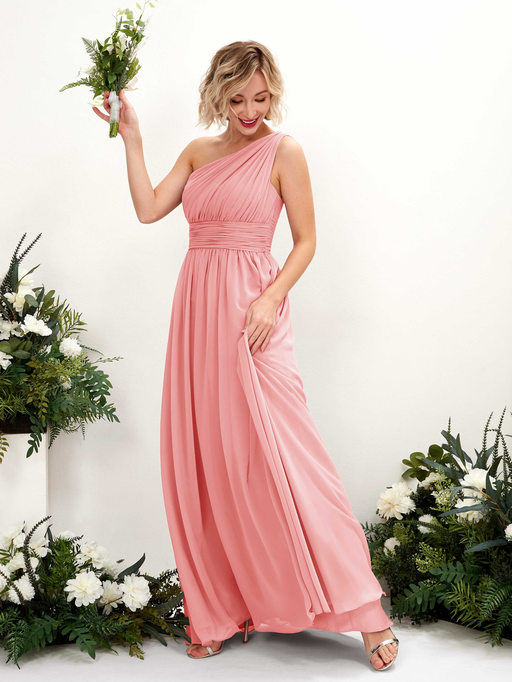 Flaze Ballet Pink One Shoulder Maxi Dress