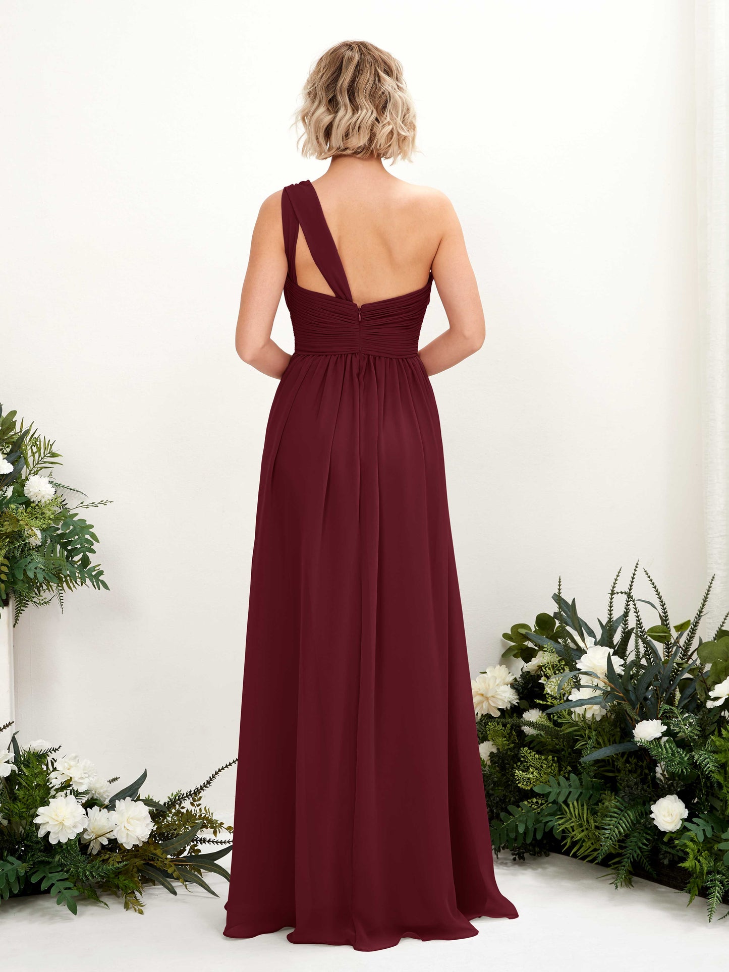 Flaze Burgundy One Shoulder Maxi Dress