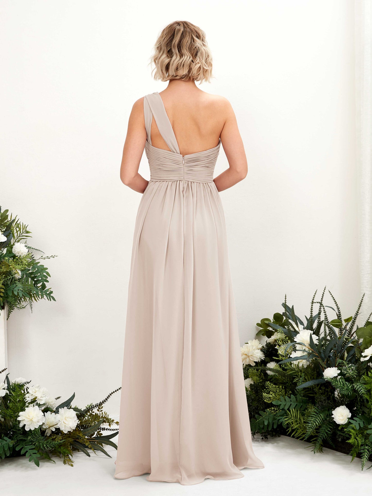 Flaze Champagne One Shoulder Maxi Dress