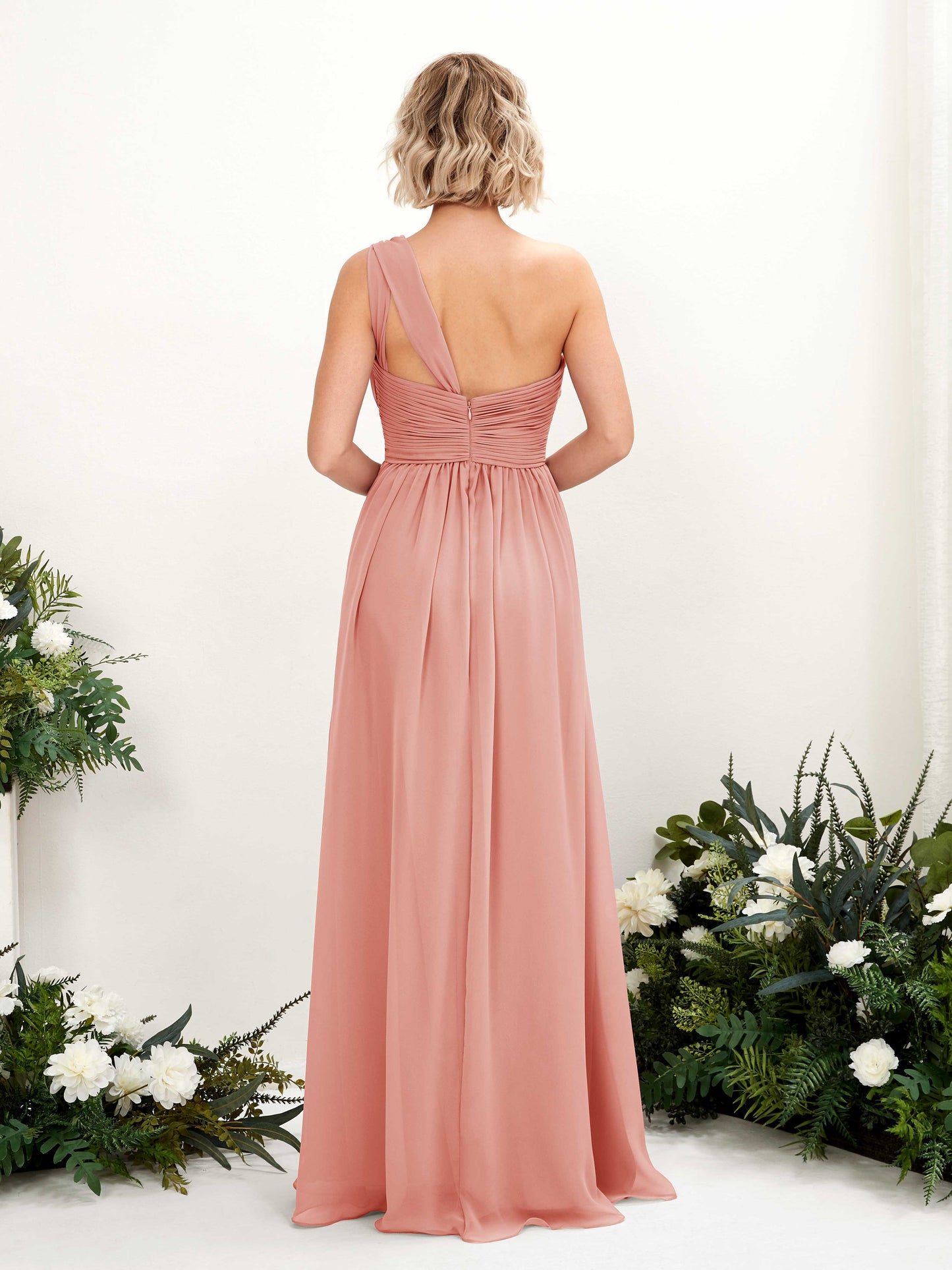 Flaze Champagne Rose One Shoulder Maxi Dress