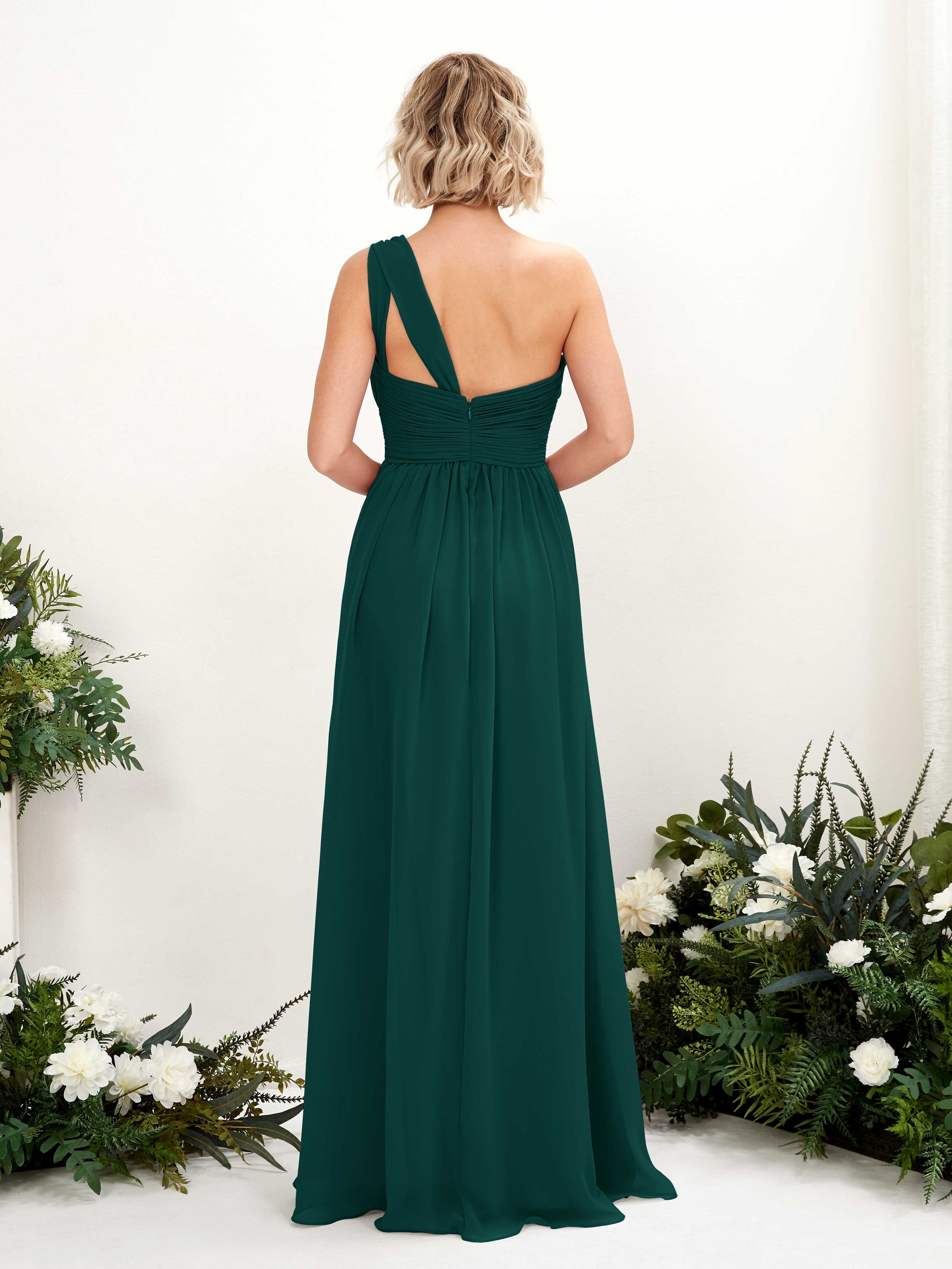 Flaze Dark Emerald One Shoulder Maxi Dress