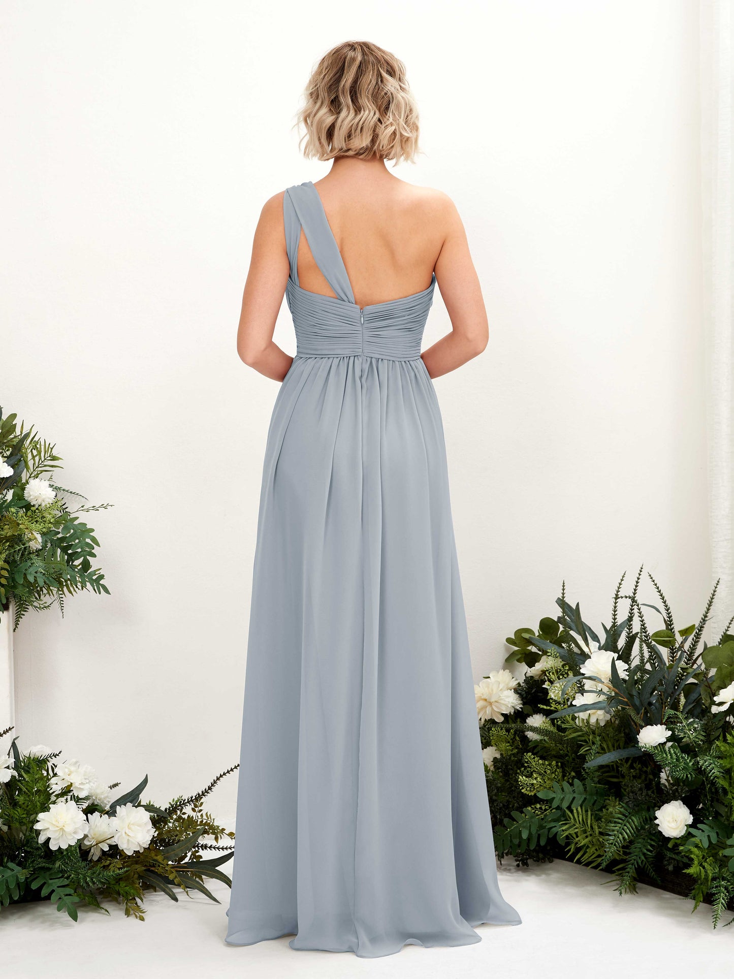 Flaze Dusty Blue-Upgrade One Shoulder Maxi Dress