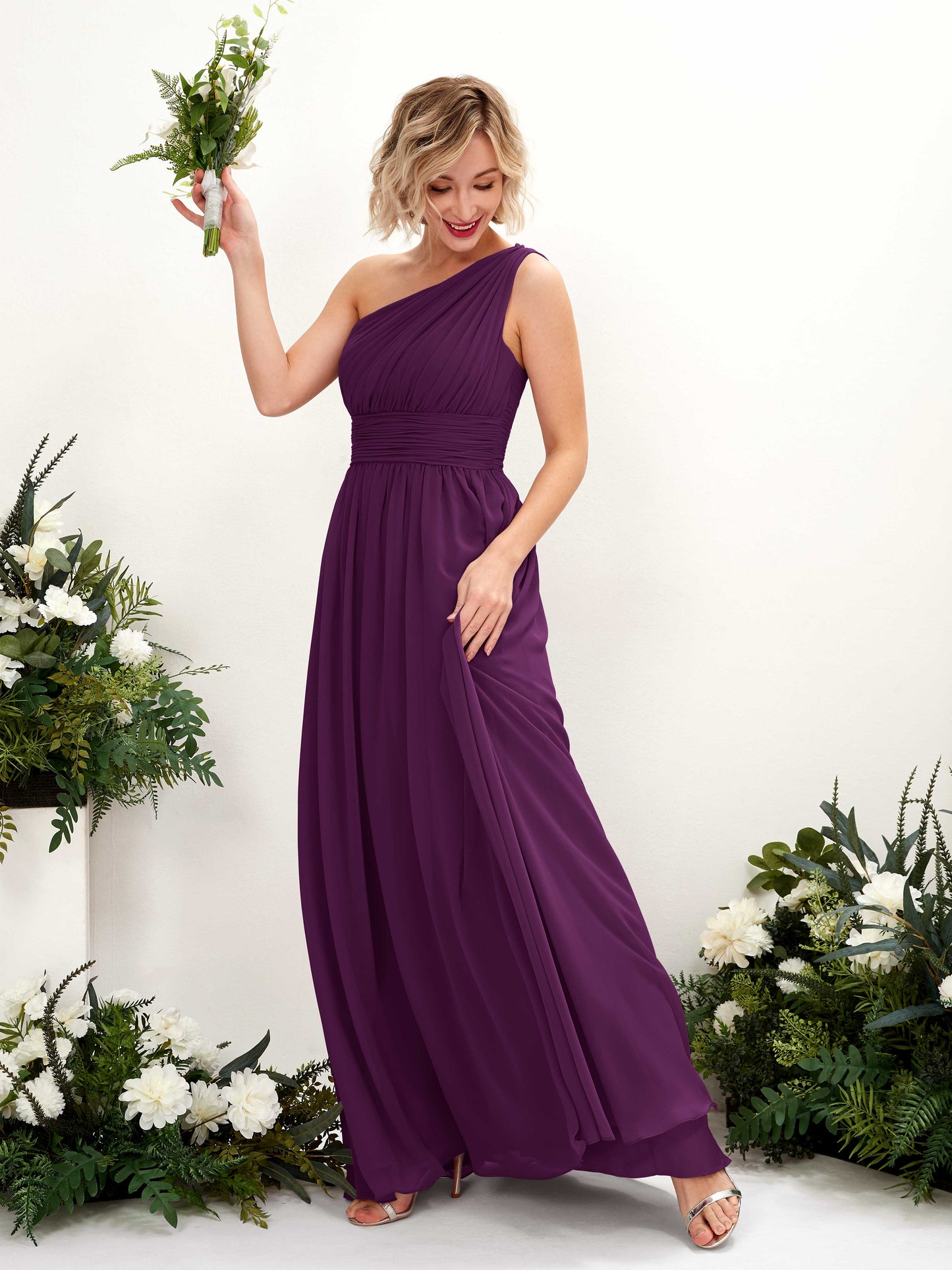 Flaze Grape One Shoulder Maxi Dress