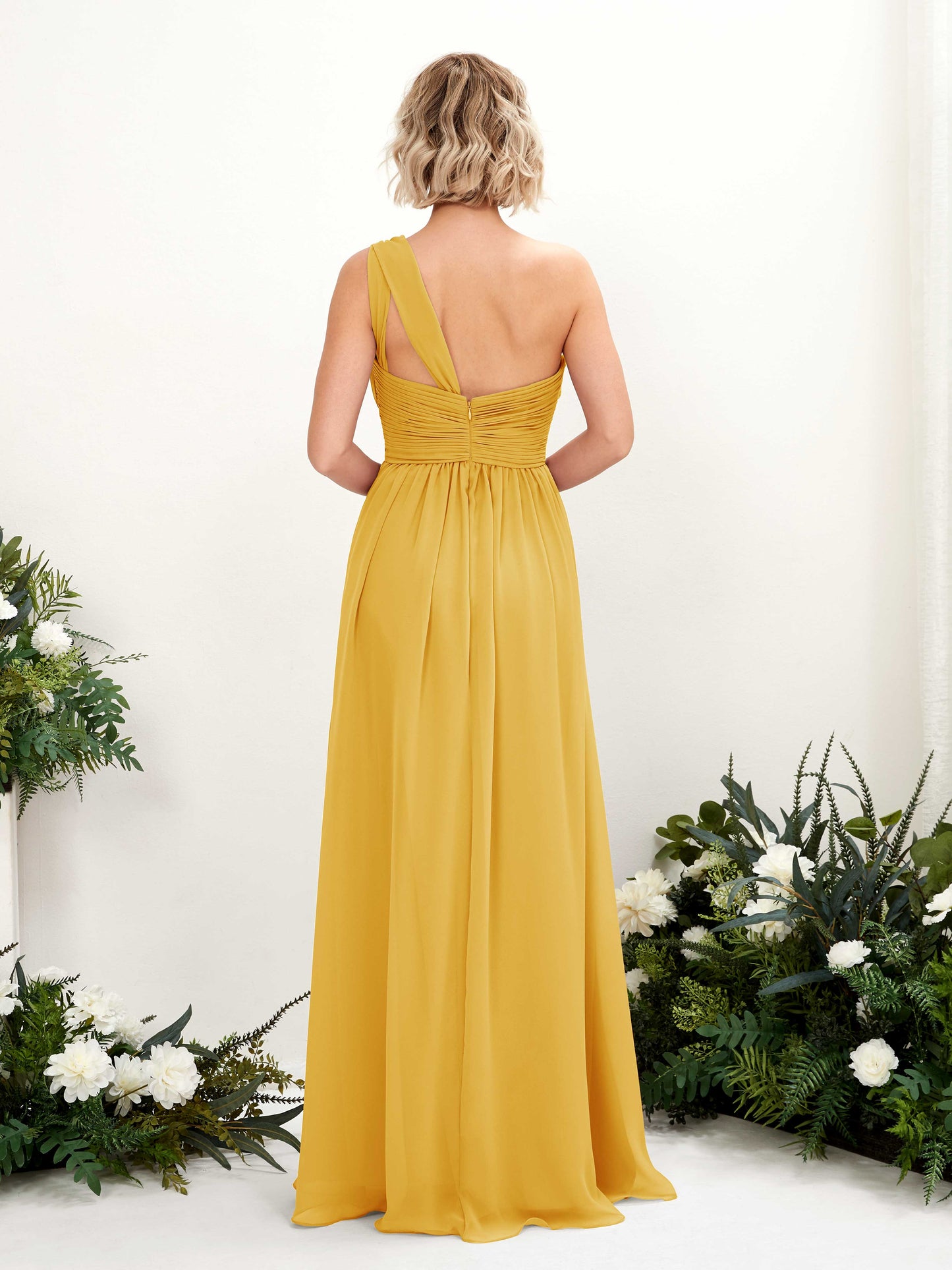 Flaze Mustard Yellow One Shoulder Maxi Dress