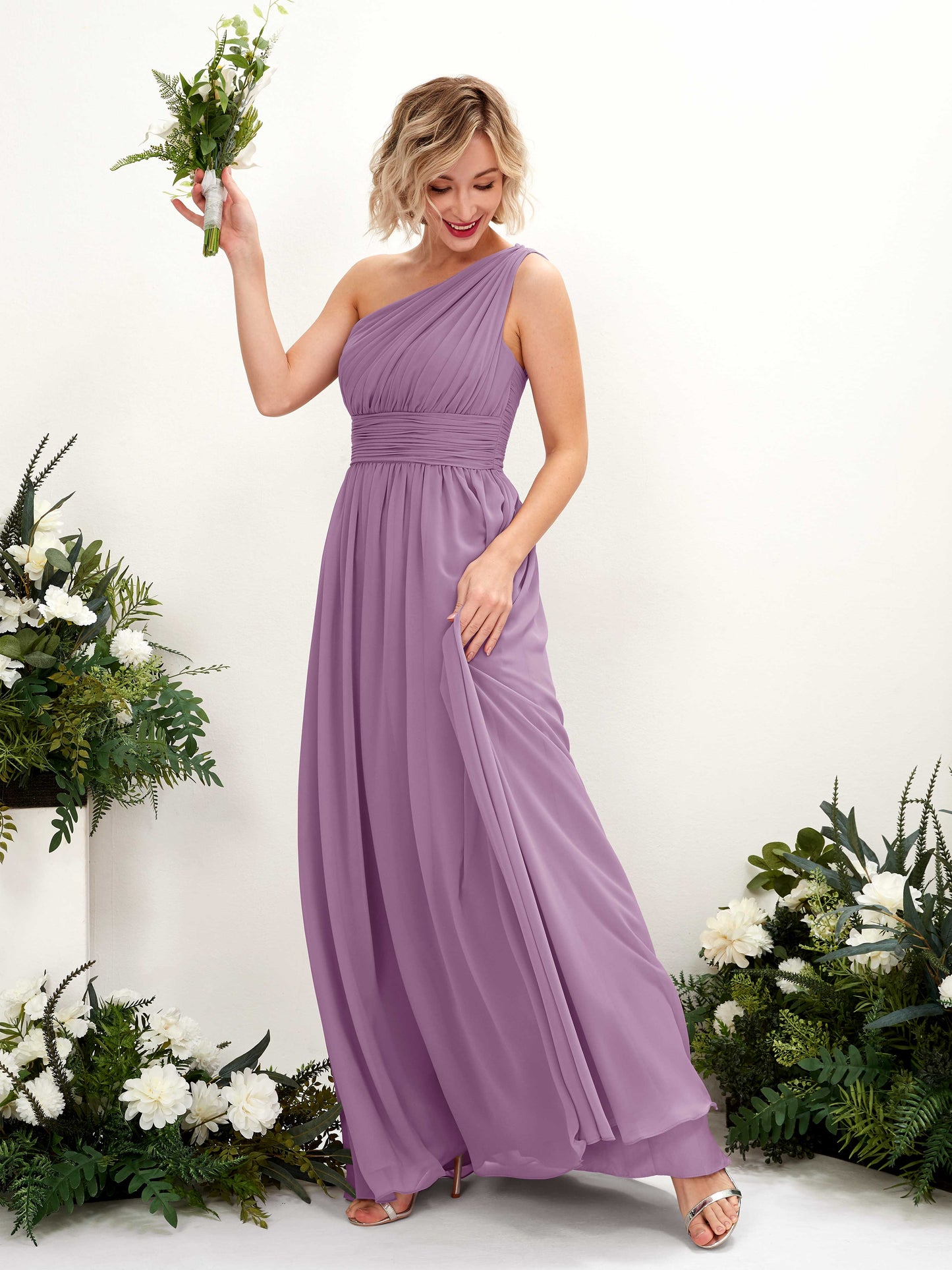 Flaze Orchid Mist One Shoulder Maxi Dress