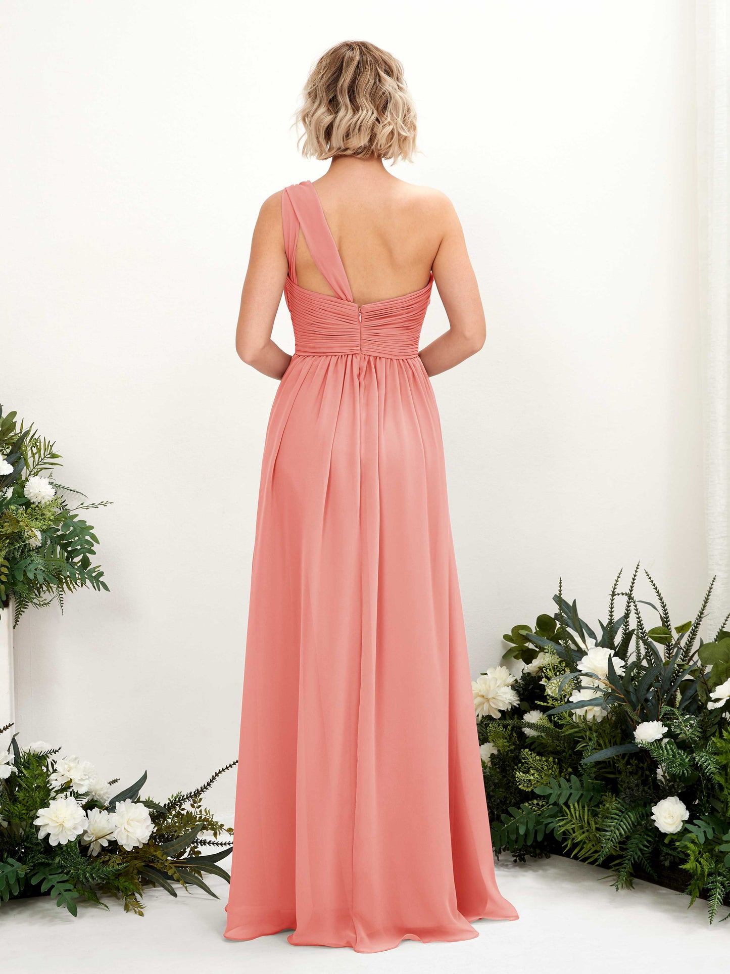 Flaze Peach Pink One Shoulder Maxi Dress