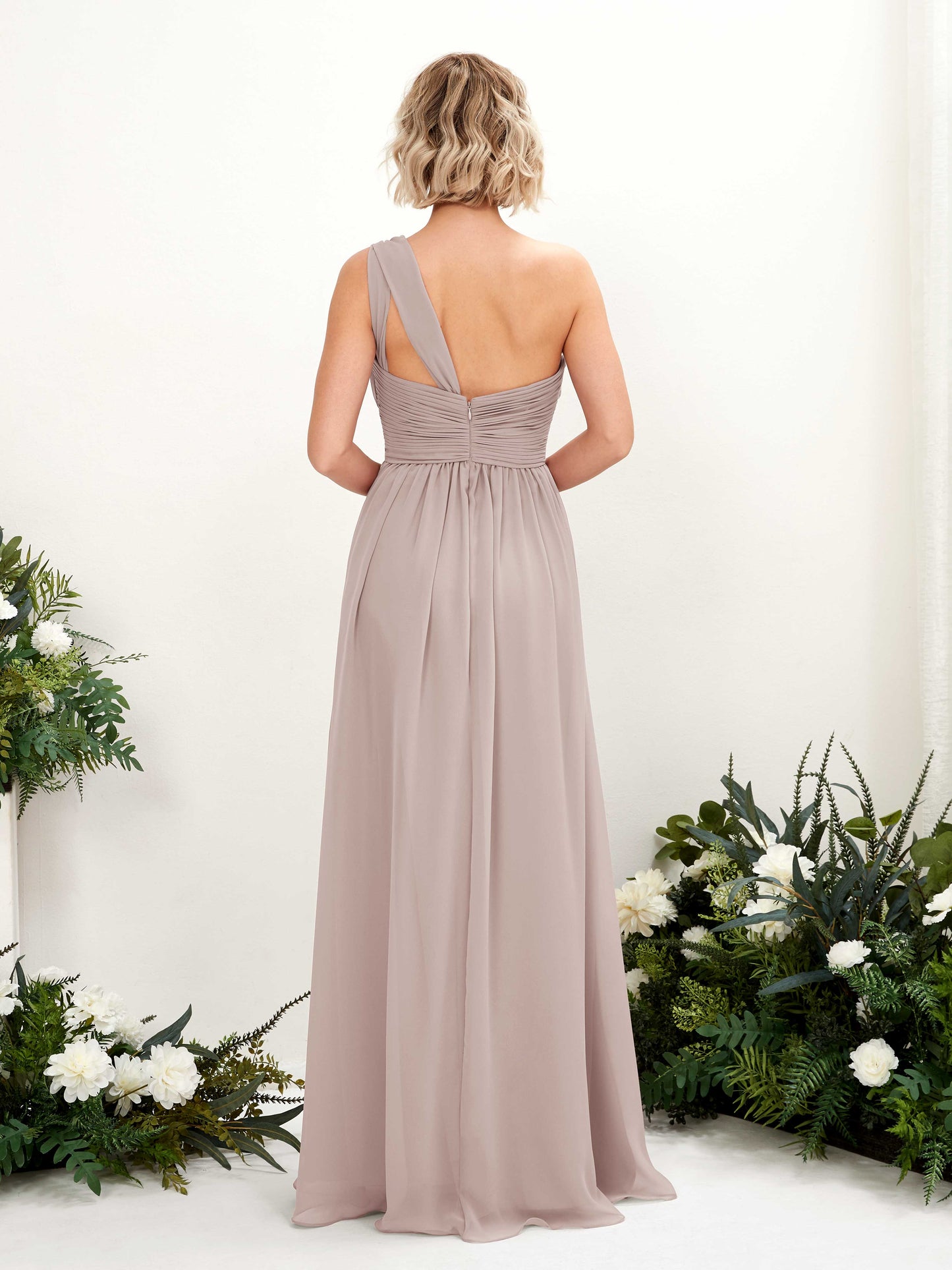 Flaze Taupe One Shoulder Maxi Dress