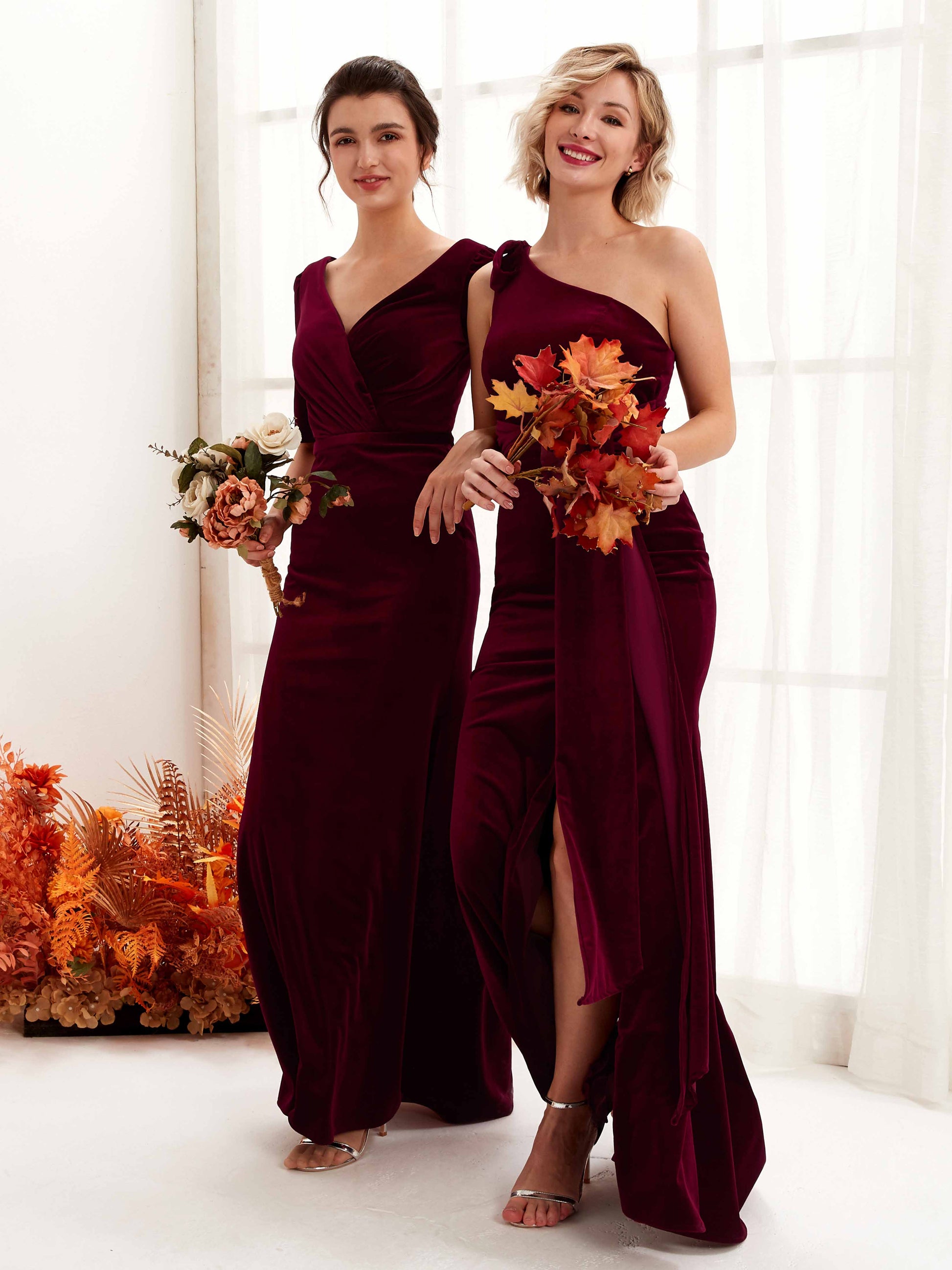 Flora Burgundy Velvet Maxi Dress