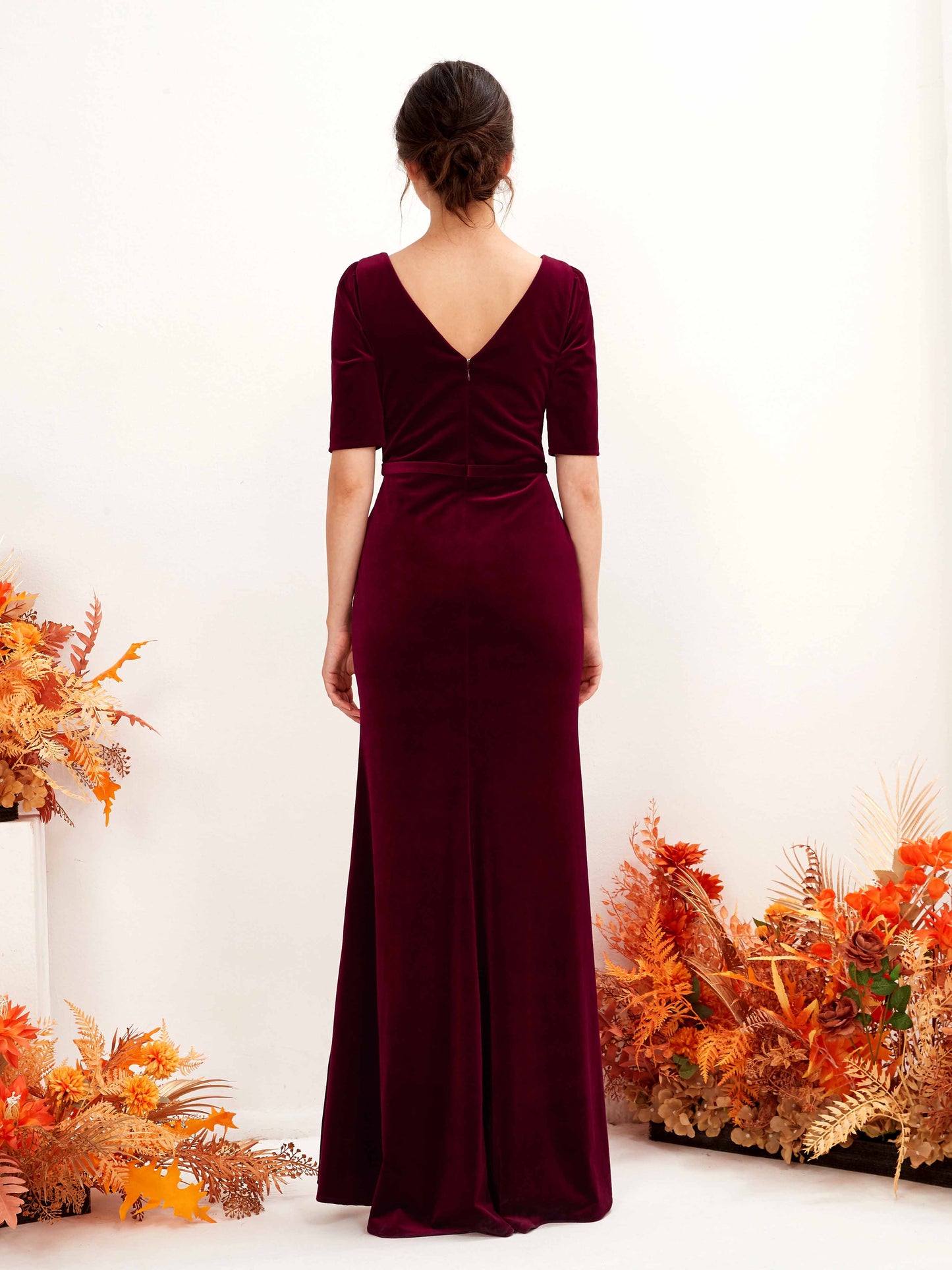 Flora Burgundy Velvet Maxi Dress