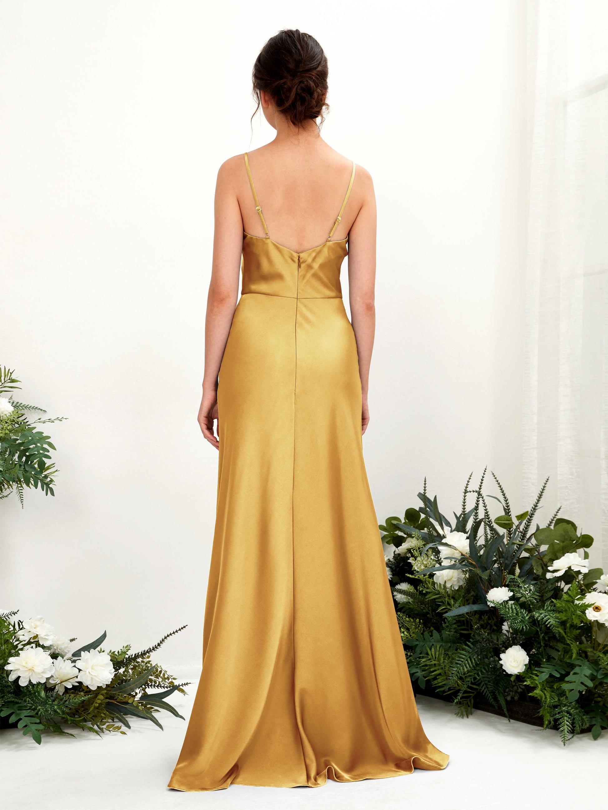 Flora Canary Satin Sleeveless Maxi Dress