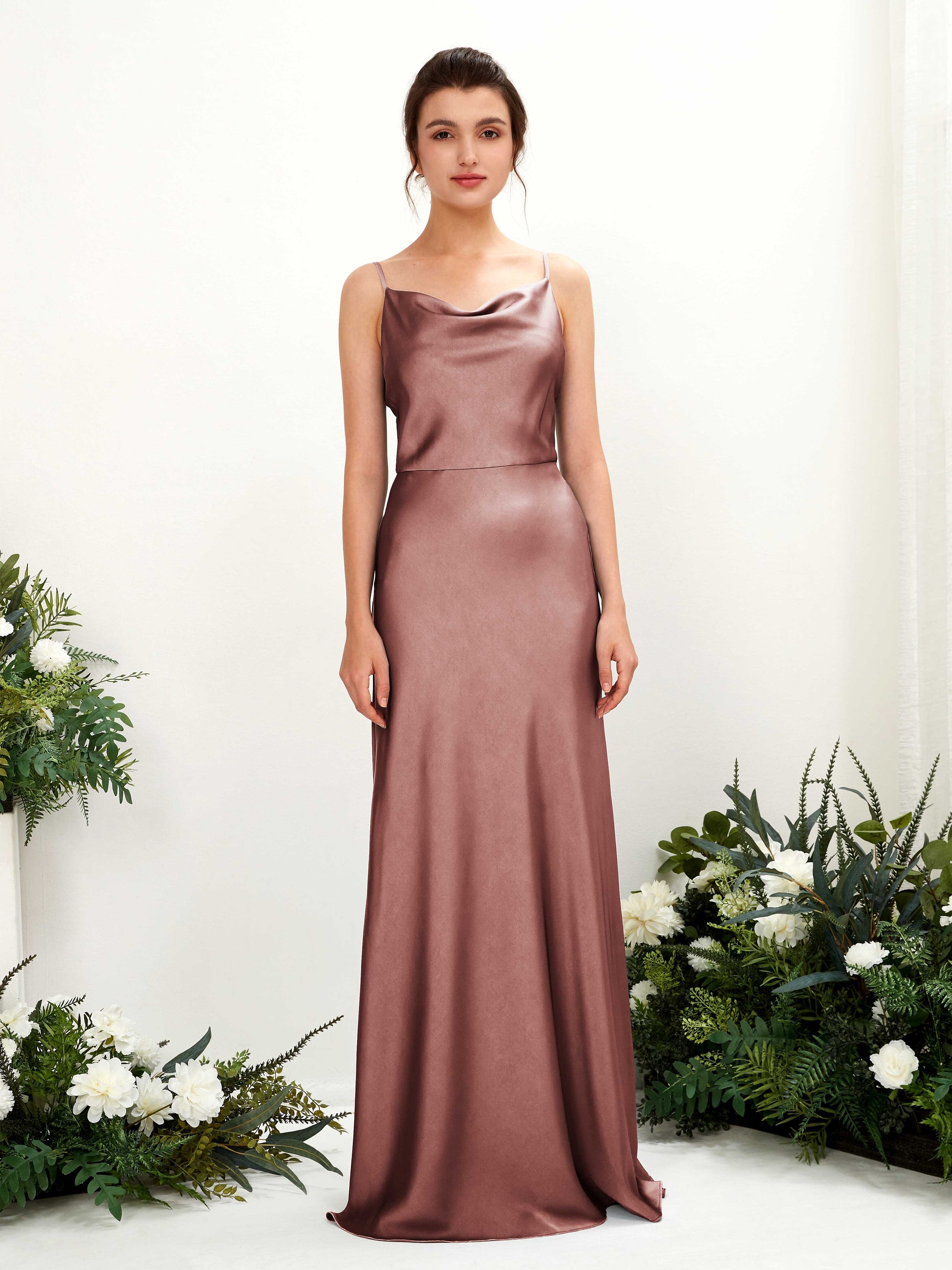 Flora Desert Rose Satin Sleeveless Maxi Dress