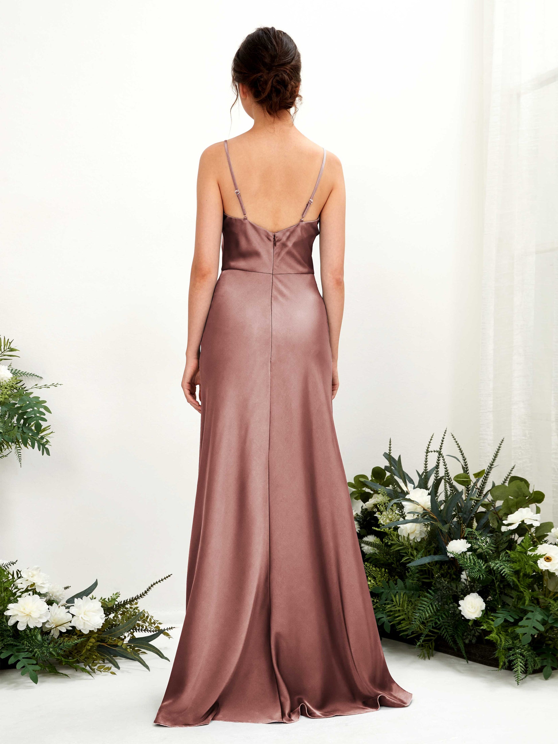 Flora Desert Rose Satin Sleeveless Maxi Dress