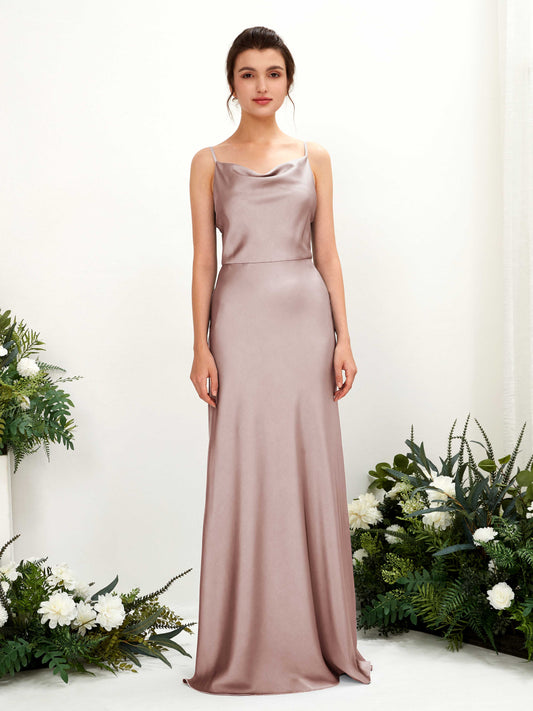 Flora Dusty Rose Satin Sleeveless Maxi Dress