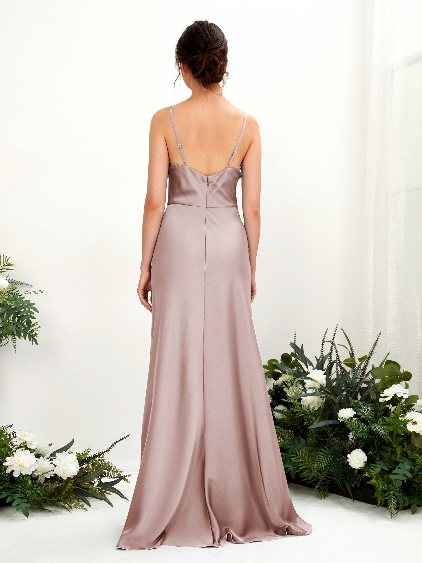 Flora Dusty Rose Satin Sleeveless Maxi Dress