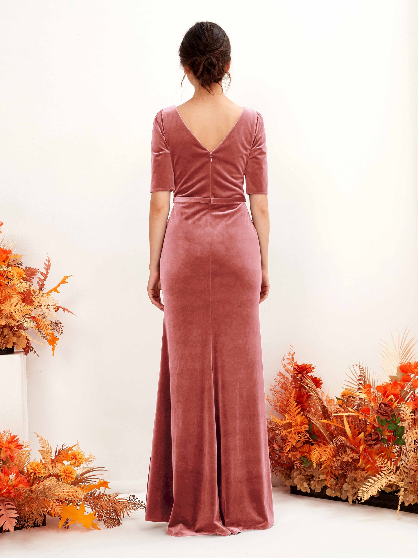 Flora Dusty Rose Velvet Maxi Dress