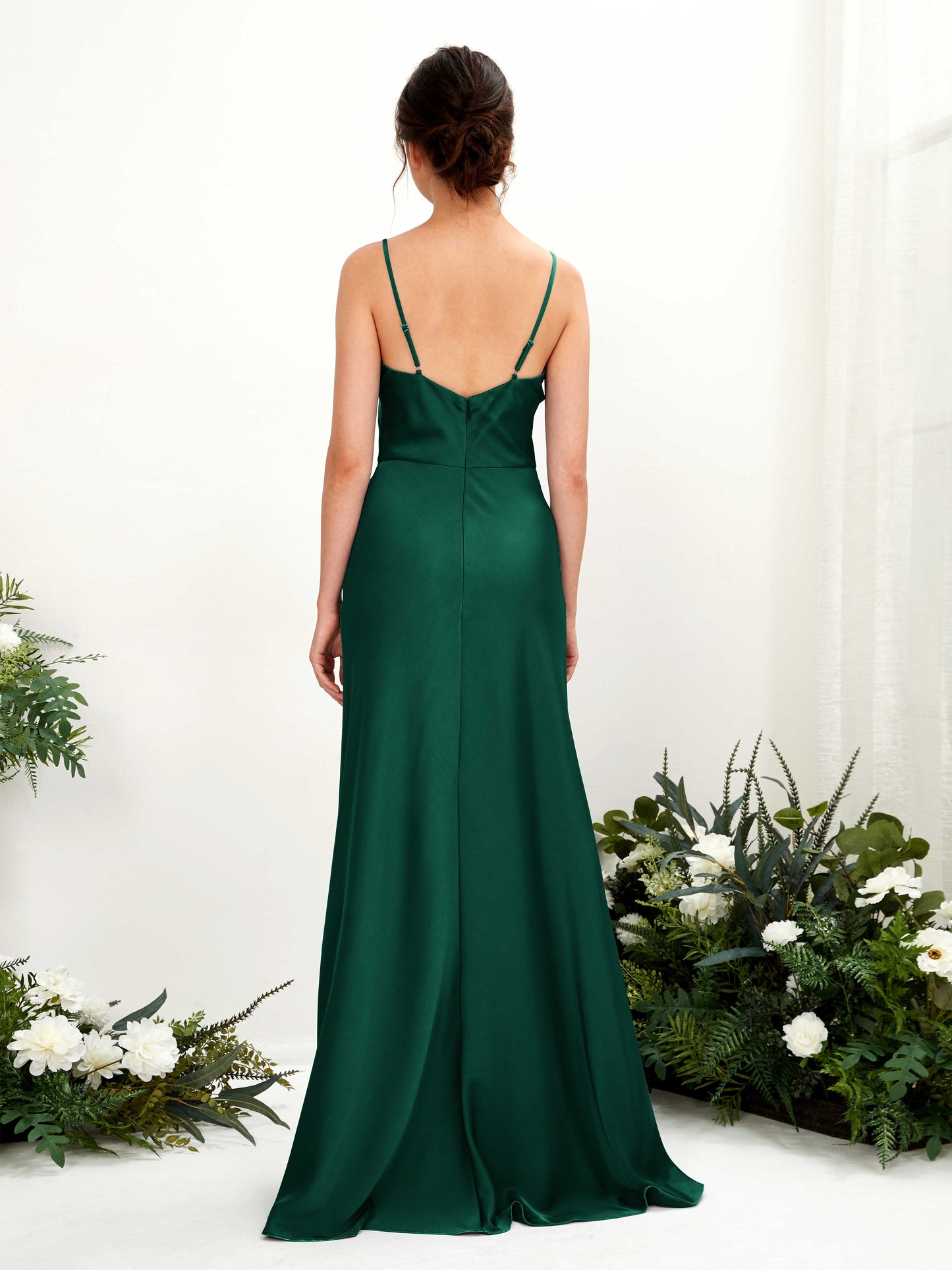 Flora Hunter Green Satin Sleeveless Maxi Dress