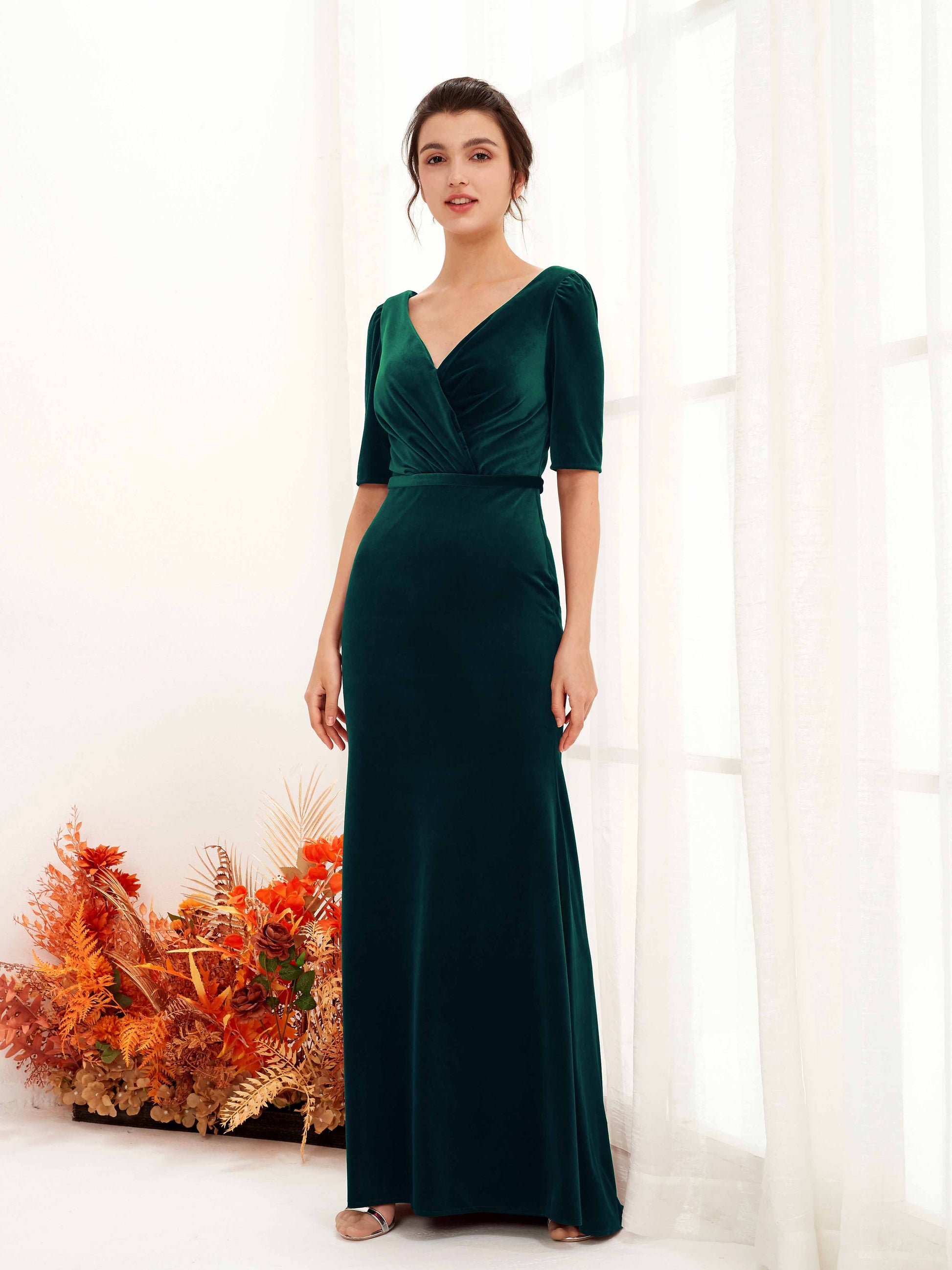 Flora Hunter Green Velvet Maxi Dress