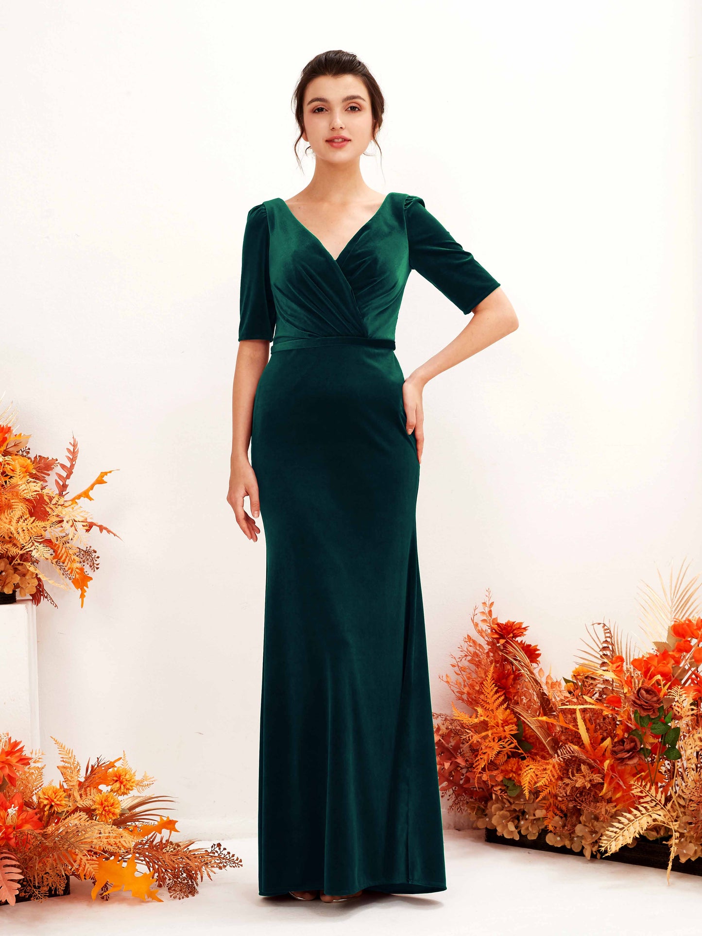 Flora Hunter Green Velvet Maxi Dress