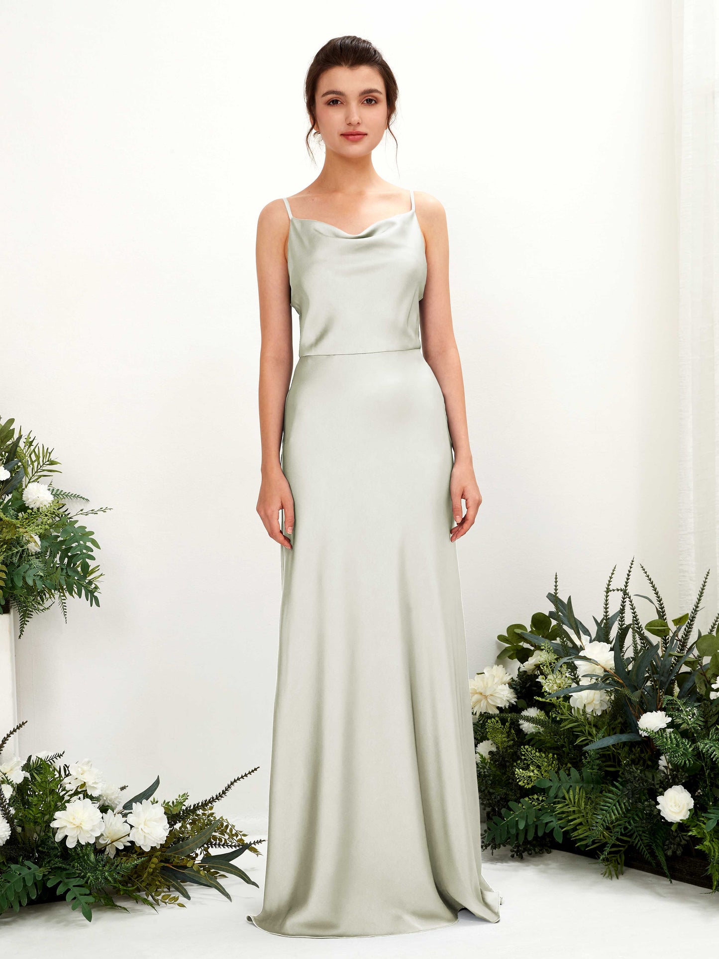 Flora Ivory Satin Sleeveless Maxi Dress