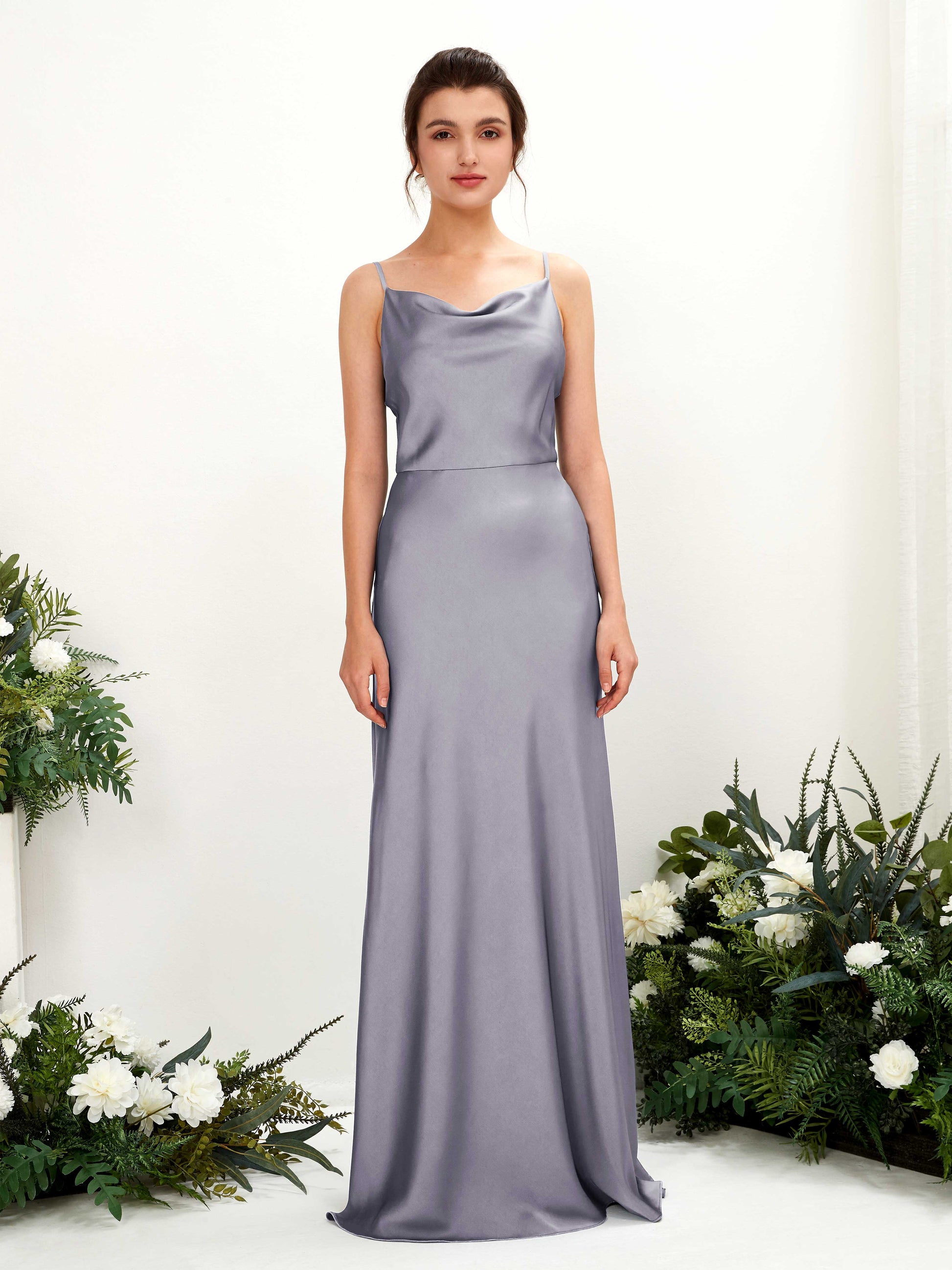 Flora Purple Haze Satin Sleeveless Maxi Dress