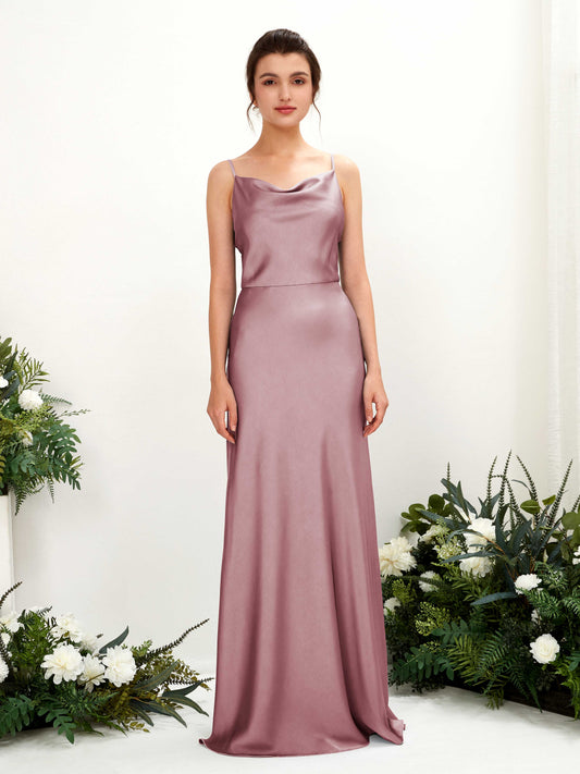 Flora Rose Quartz Satin Sleeveless Maxi Dress