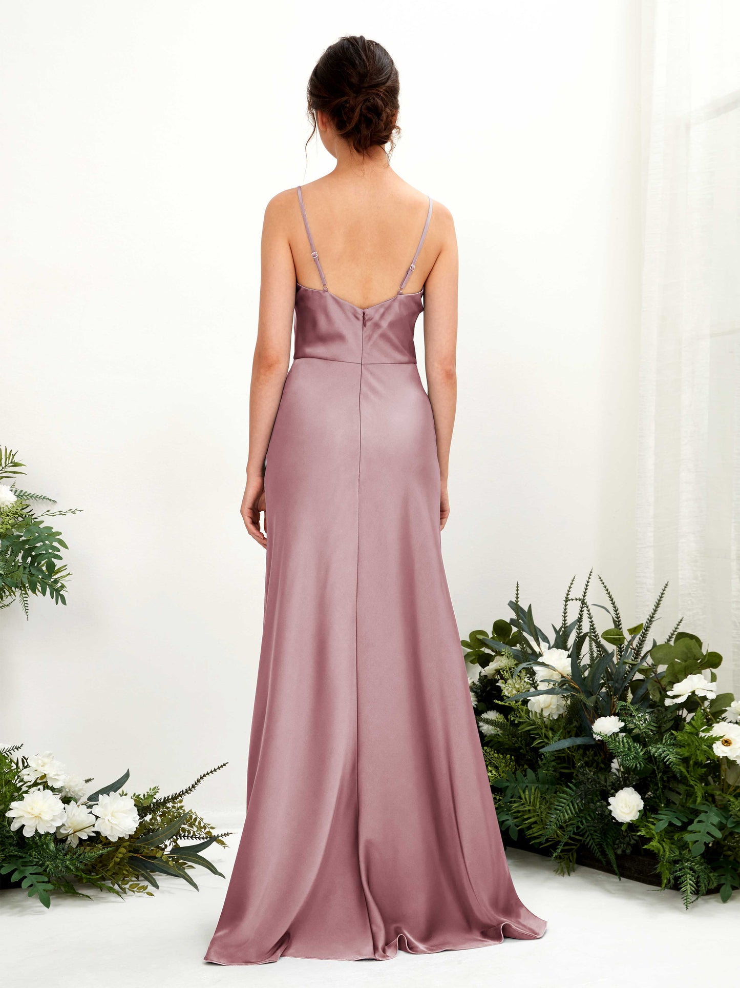 Flora Rose Quartz Satin Sleeveless Maxi Dress