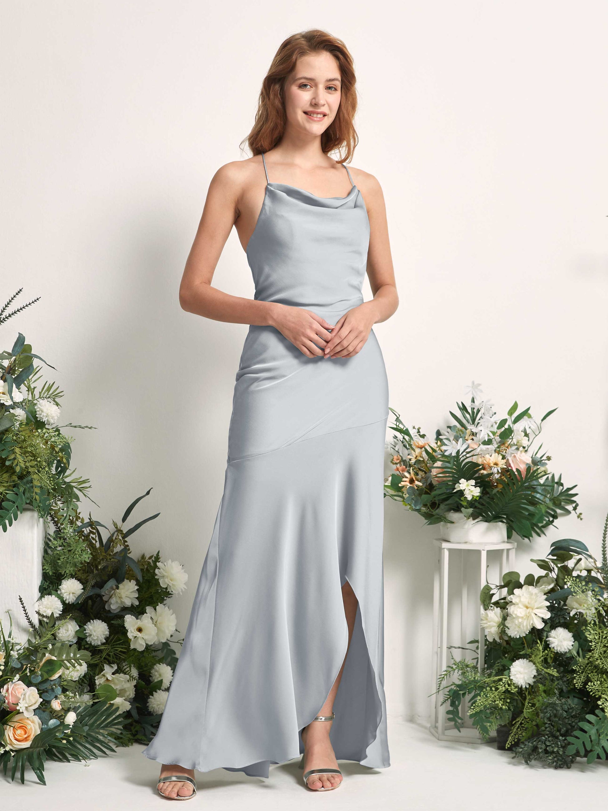 Florence Baby Blue Satin Sleeveless Maxi Dress