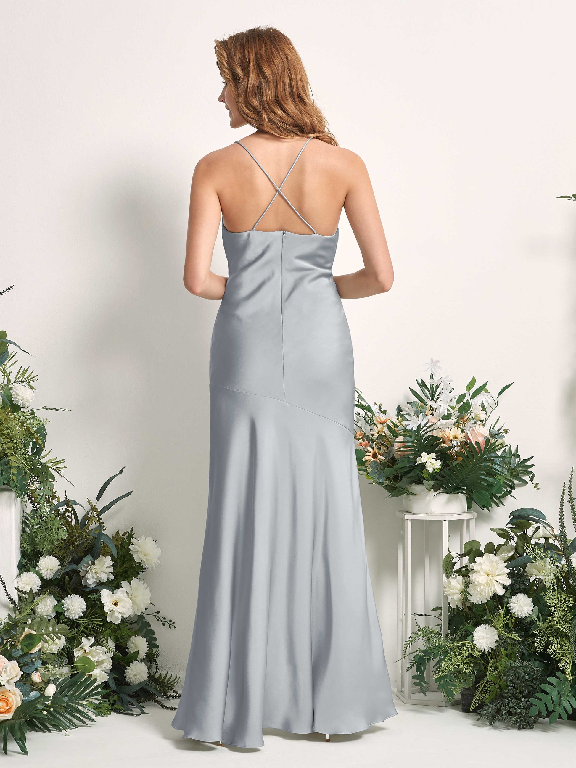 Florence Baby Blue Satin Sleeveless Maxi Dress