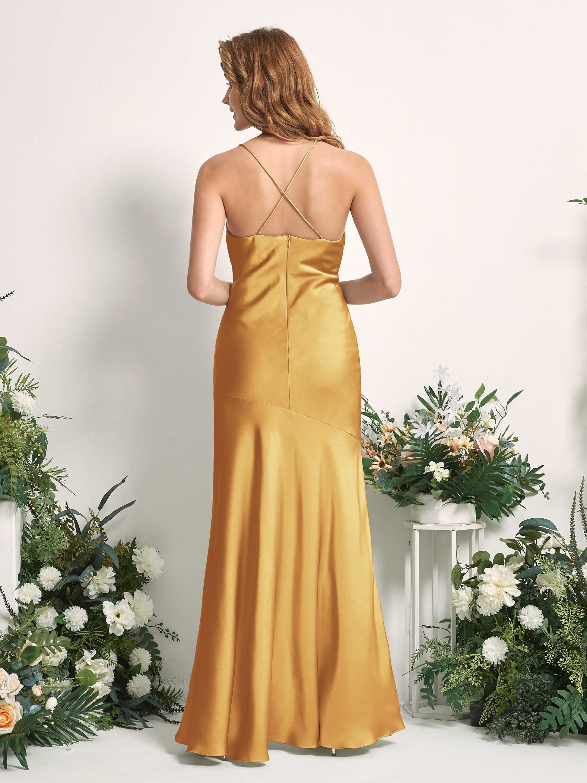 Florence Canary Satin Sleeveless Maxi Dress