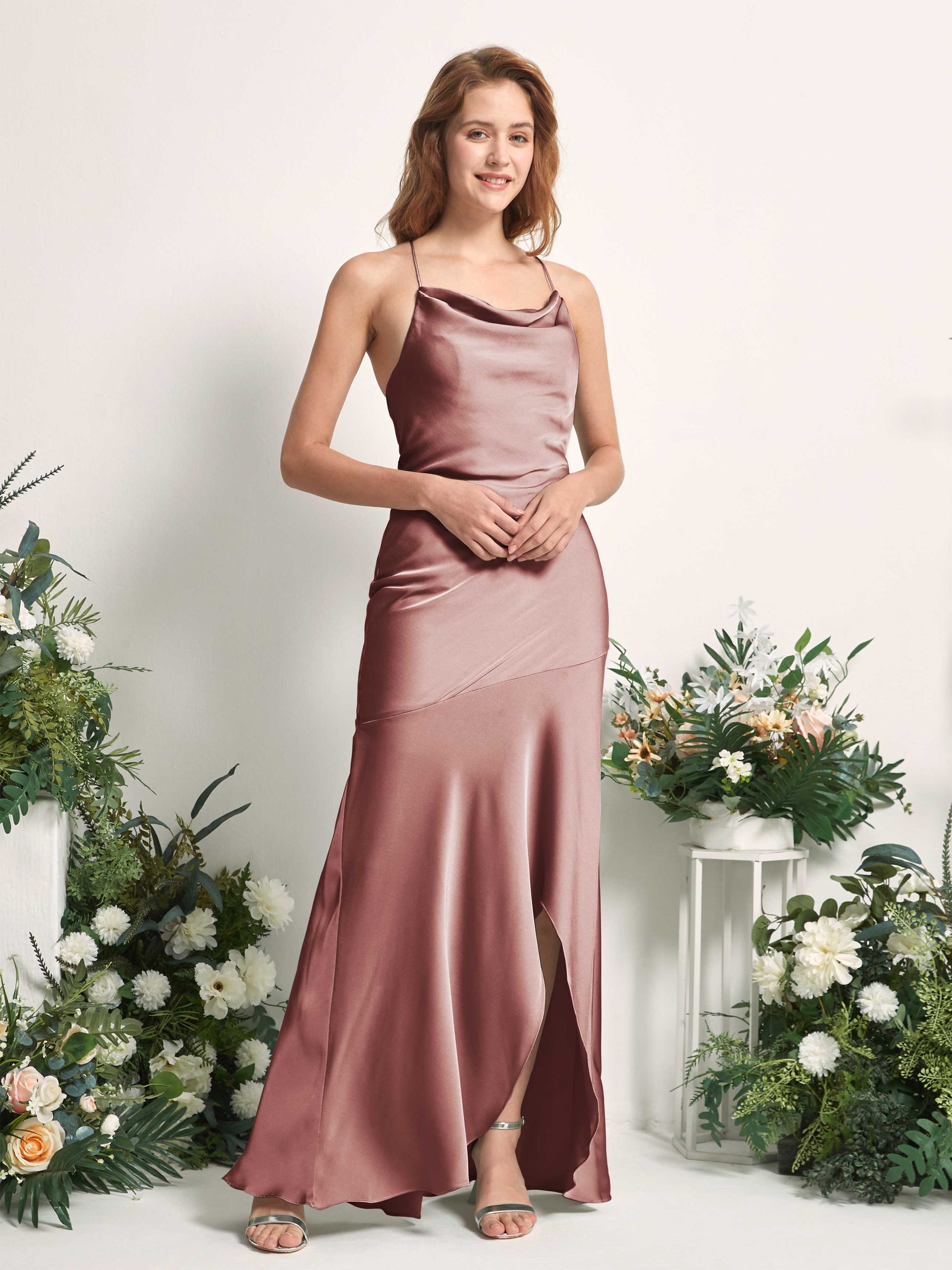 Florence Desert Rose Satin Sleeveless Maxi Dress