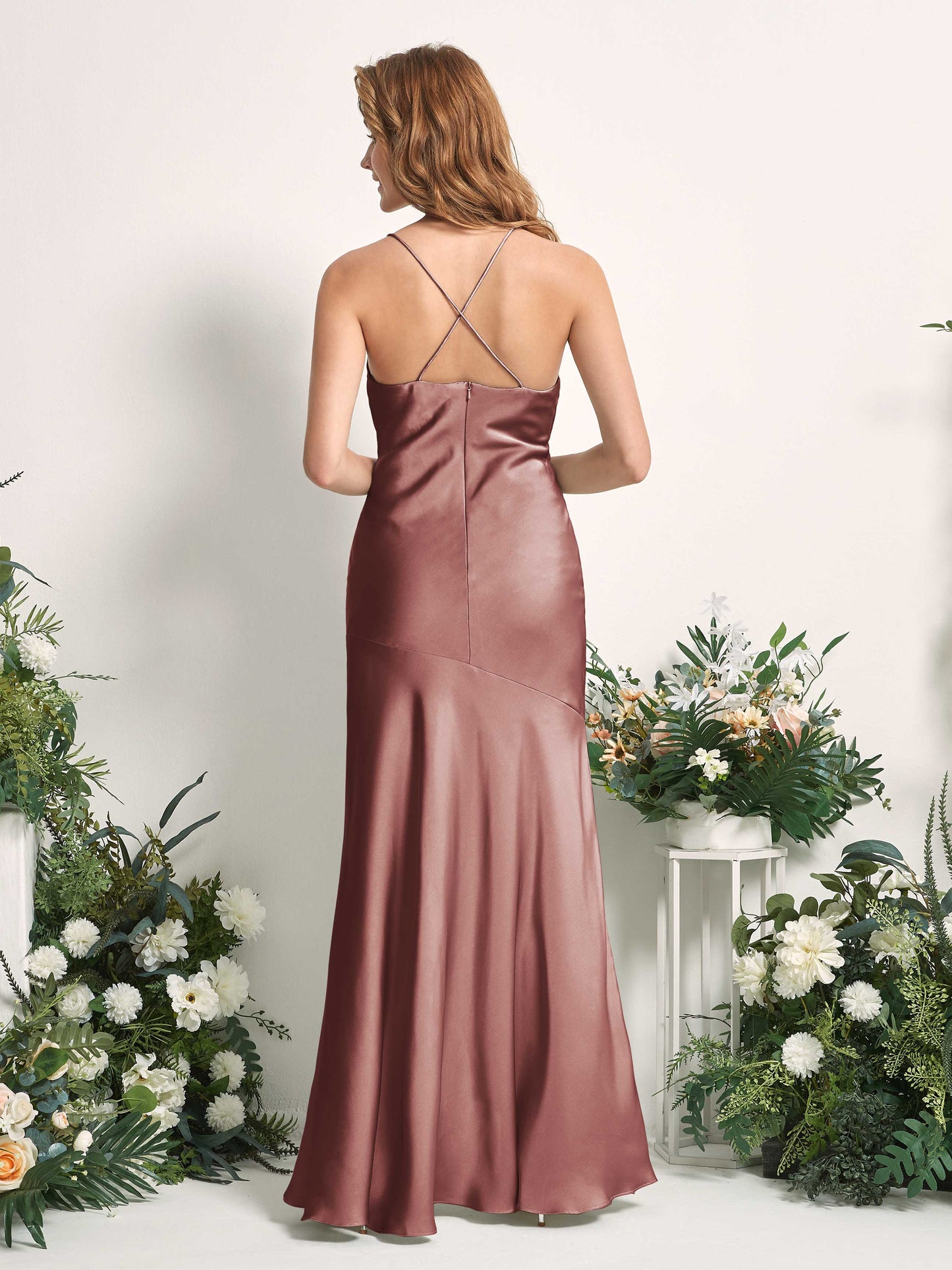 Florence Desert Rose Satin Sleeveless Maxi Dress