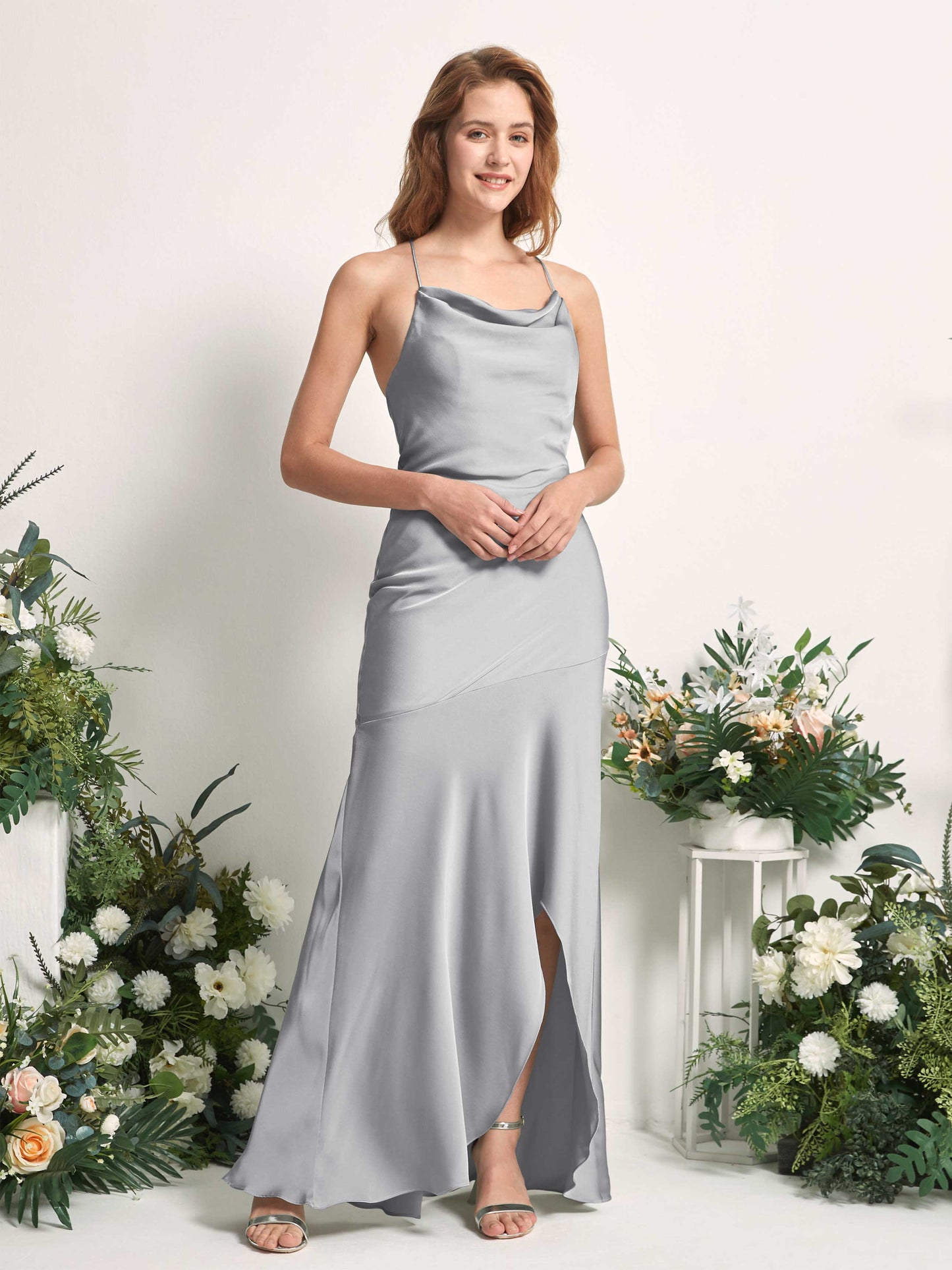 Florence Dove Satin Sleeveless Maxi Dress