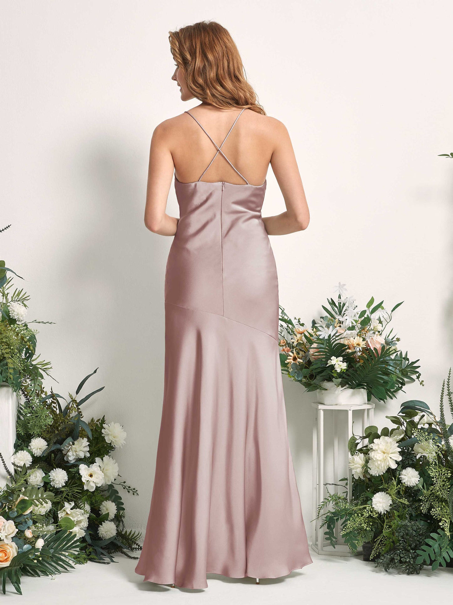 Florence Dusty Rose Satin Sleeveless Maxi Dress