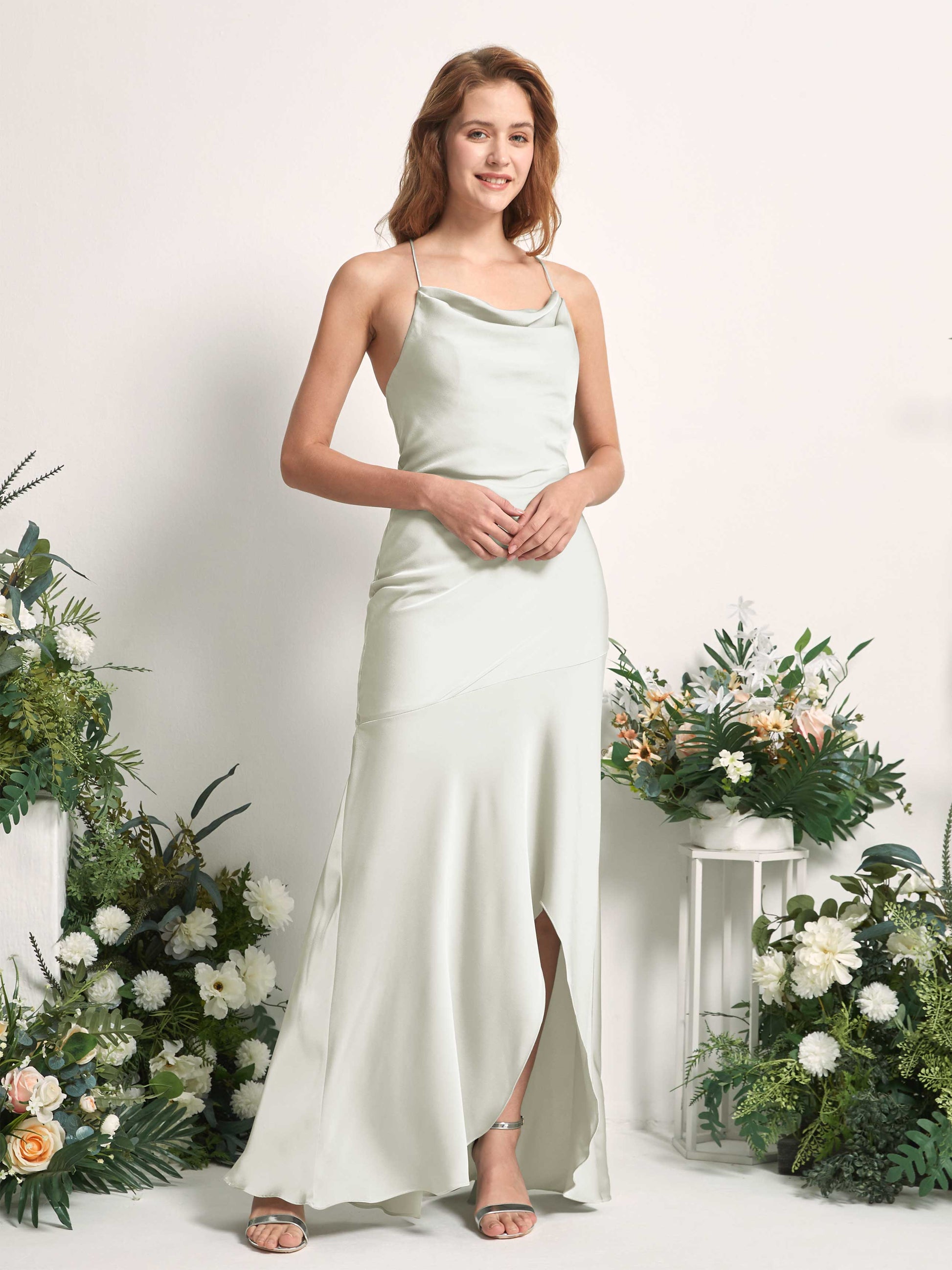 Florence Ivory Satin Sleeveless Maxi Dress