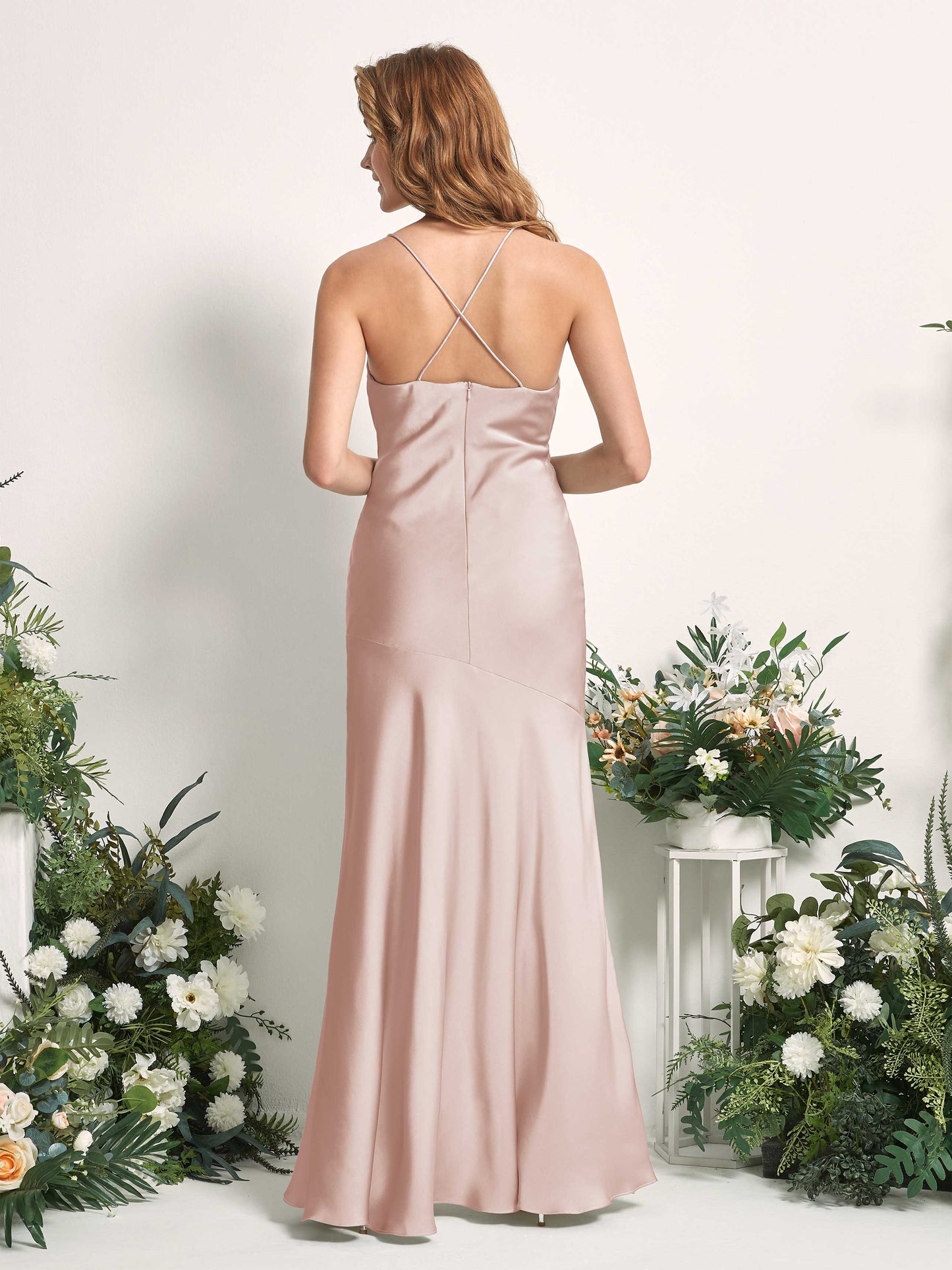 Florence Pearl Pink Satin Sleeveless Maxi Dress